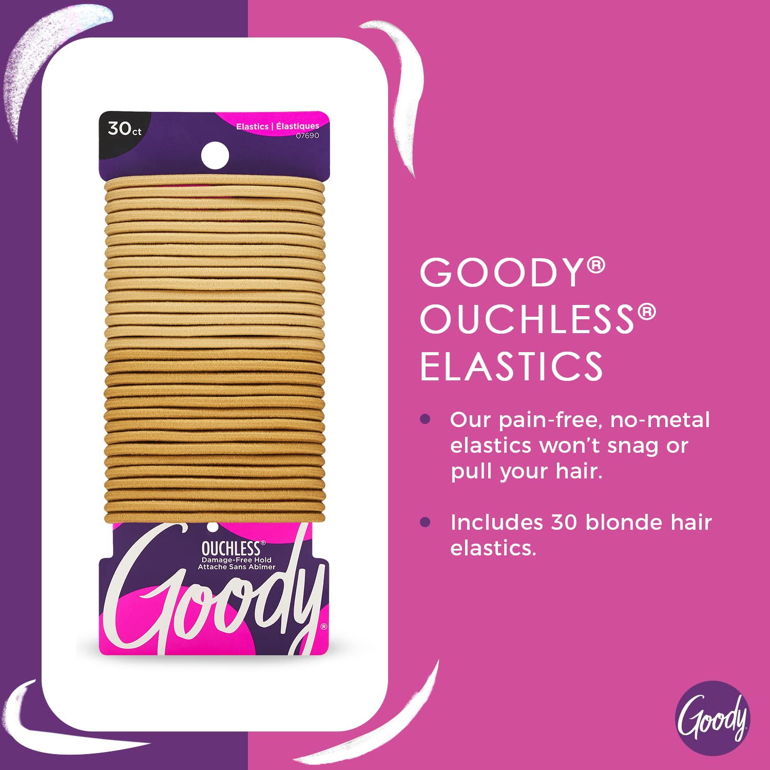 Goody Ouchless Hair Elastics - Brown, 30 Count