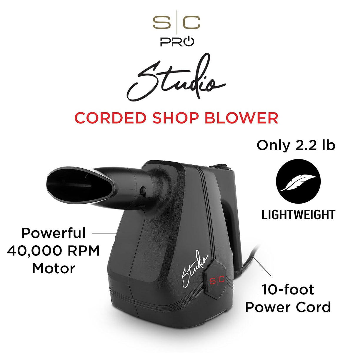 StyleCraft Studio Corded Handheld Shop Blower with Attachments, Black
