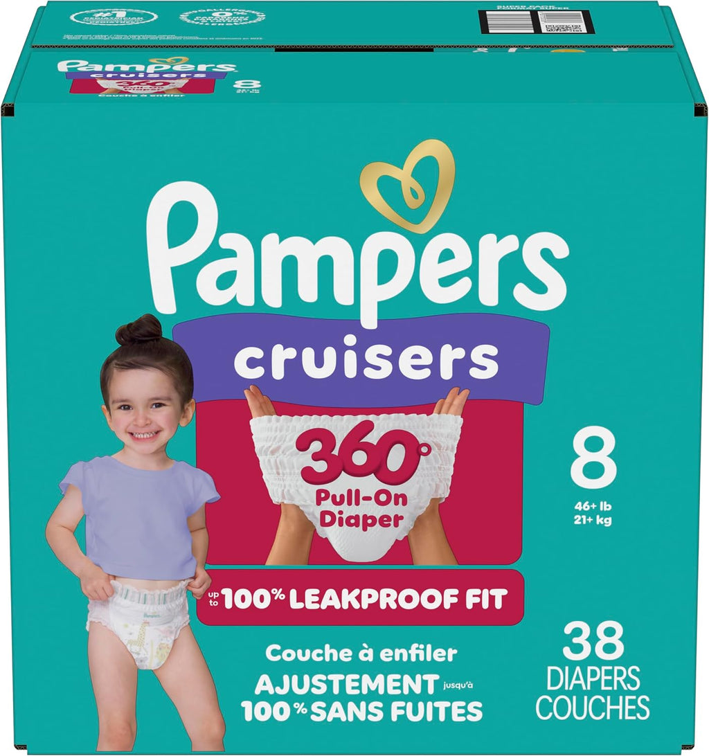 Pampers Diapers - Cruisers 360 - Size 7, 88 Count, Babyproof up to 100% Leakproof Pull-On Diaper