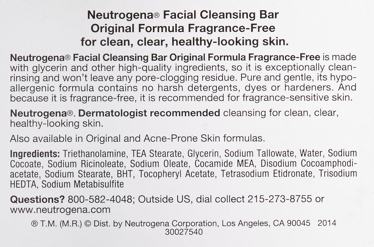 Neutrogena Original Transparent Facial Cleansing Bar, 3.5 oz