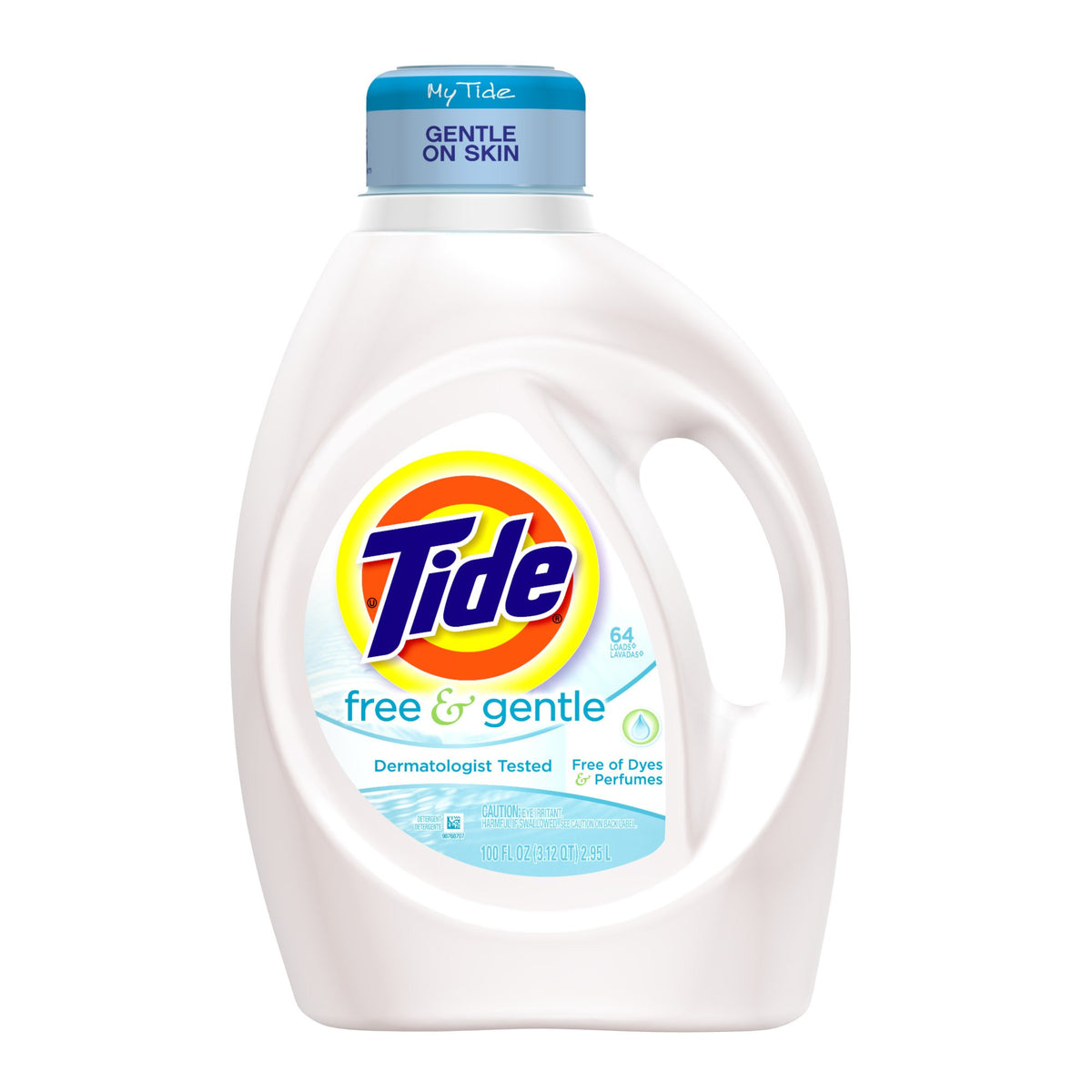 Tide Free & Gentle Liquid Laundry Detergent, 100 Loads, 132 fl oz, Tide Laundry Detergent, Clean Laundry Detergent