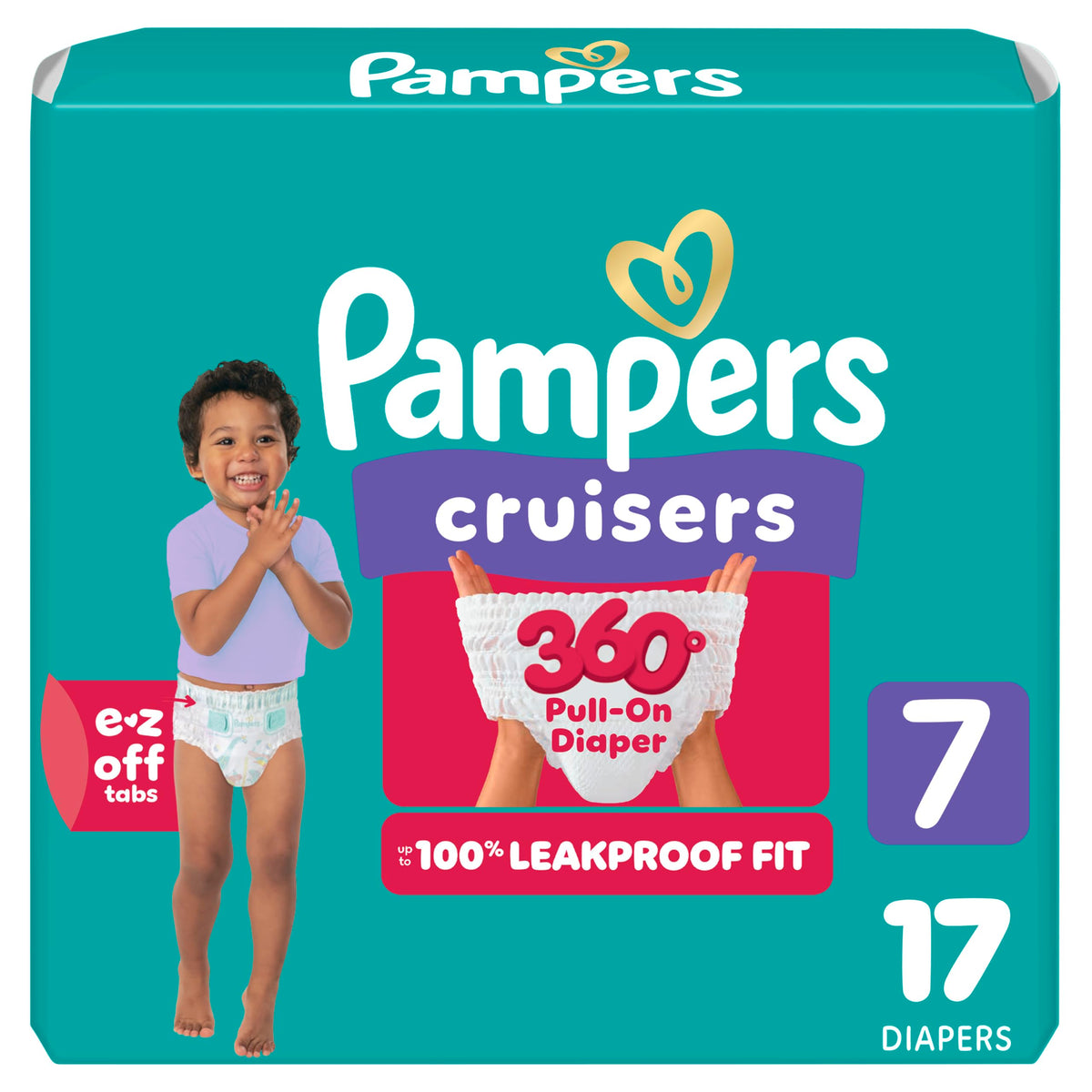 Pampers Diapers - Cruisers 360 - Size 5, 128 Count, up to 100% Leakproof Pull-On Diaper for Active Babies