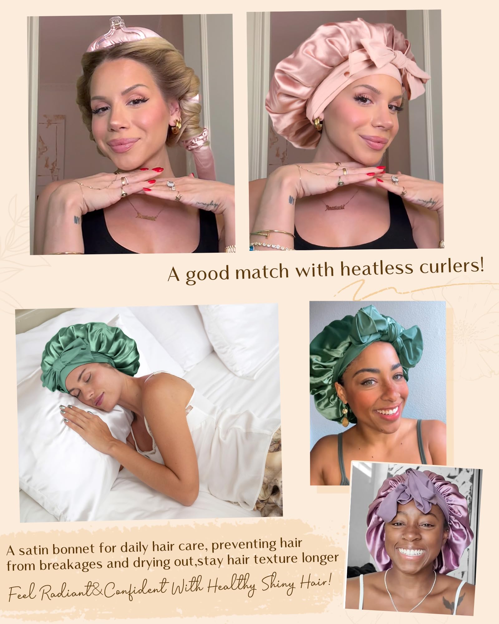 YANIBEST Adjustable Silk Bonnet – Double Layer