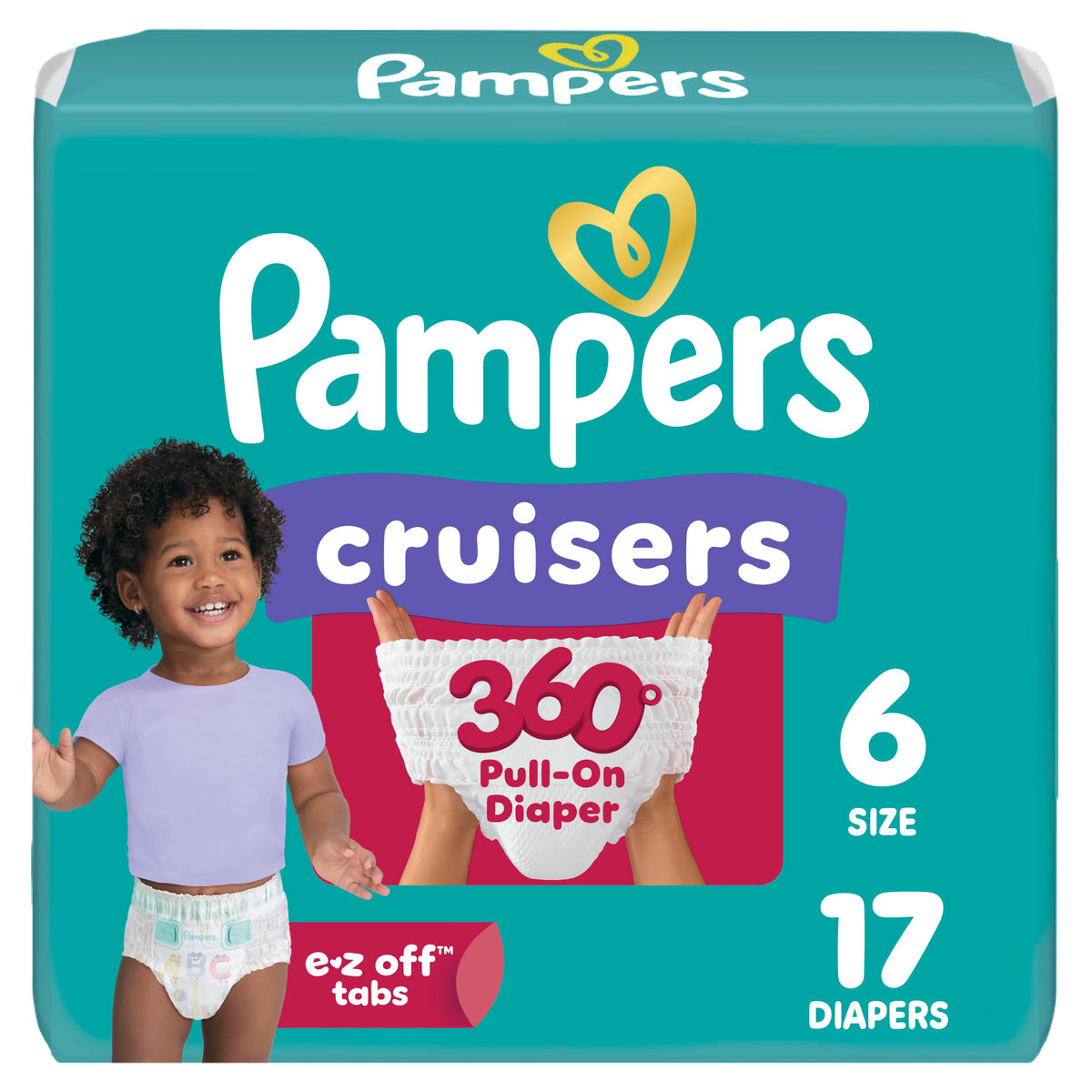 Pampers Diapers - Cruisers 360 - Size 5, 128 Count, up to 100% Leakproof Pull-On Diaper for Active Babies