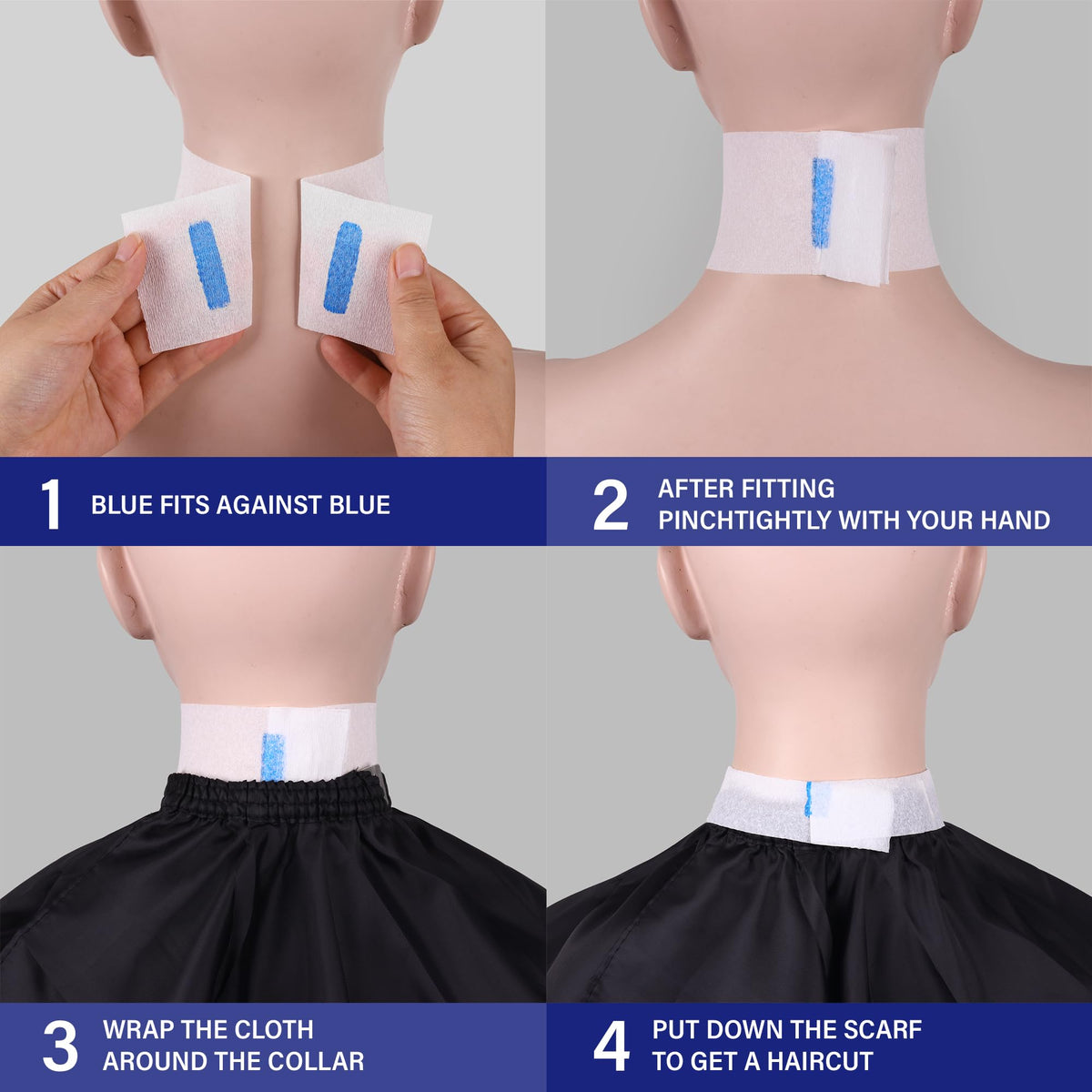 Disposable Paper Barber Neck Strips - 5 Rolls 500 Strips Black Professional Stretchy Paper Neck Band for Salon Haircut Styling