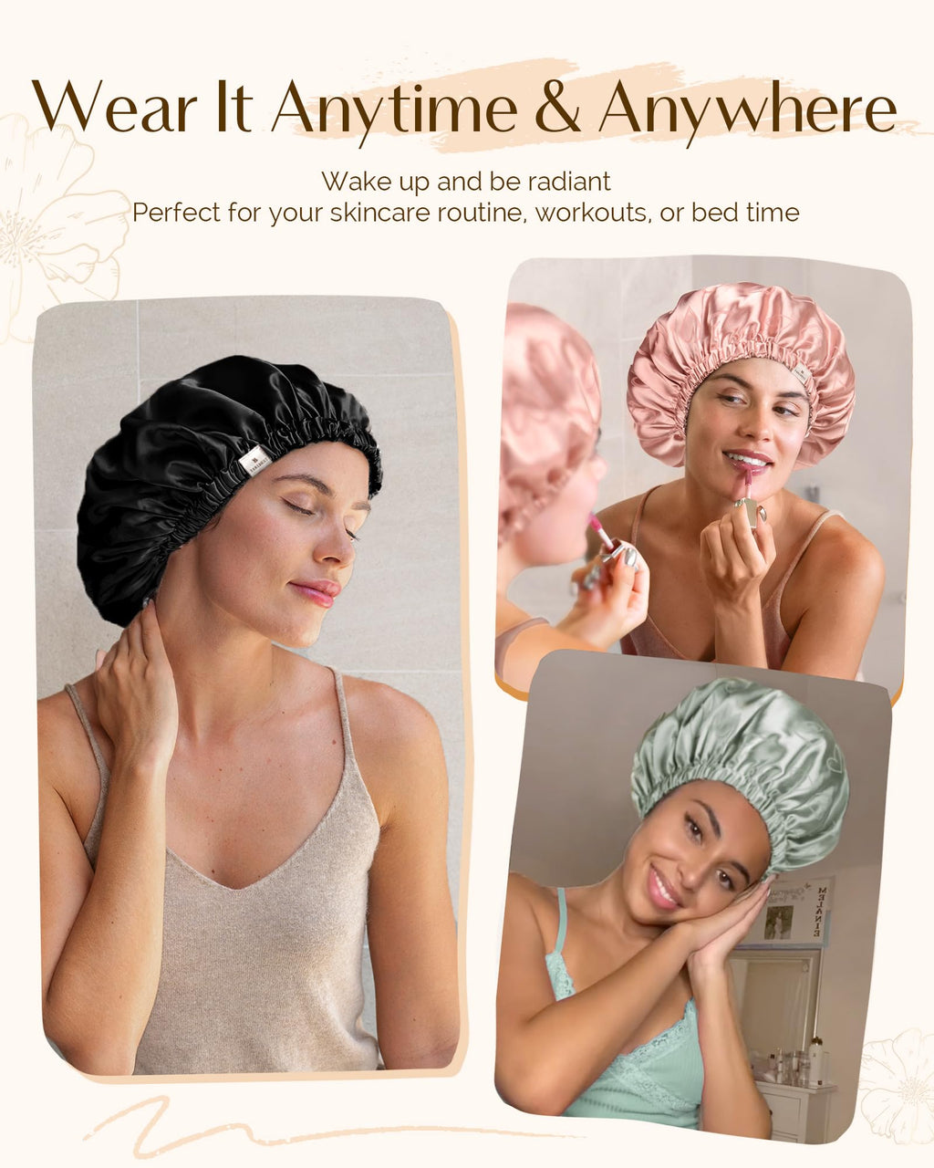 Yanibest Satin Sleep Bonnet – Adjustable Double Layer