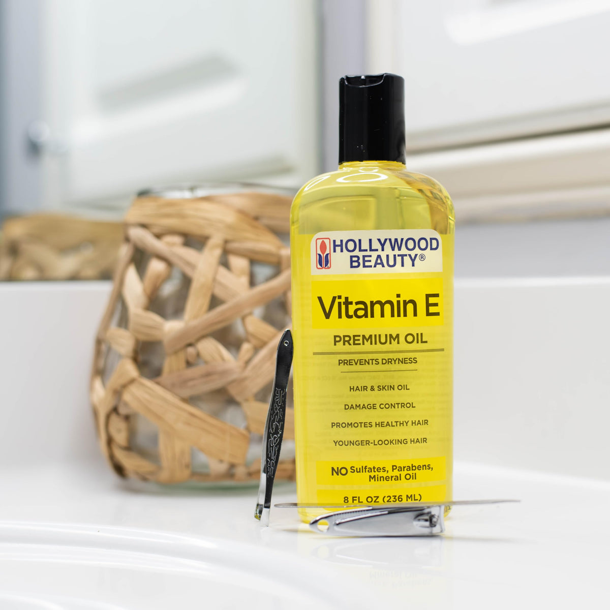 Hollywood Beauty Vitamin E Oil for Hair, Scalp, and Skin, VALUE SIZE 16 fl oz - Prevents Dryness and Helps Repair Damage