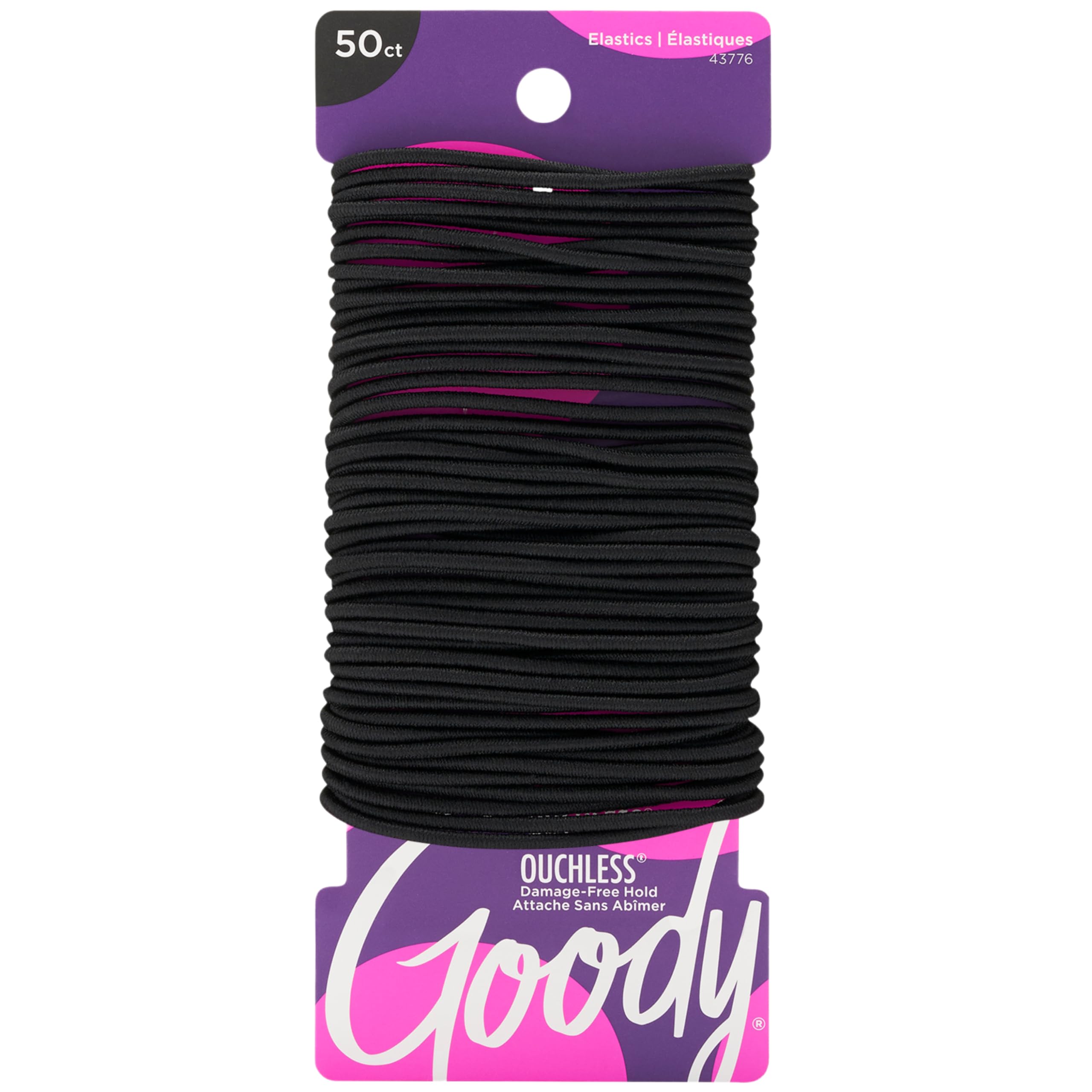 Goody Ouchless Hair Elastics – No Pull, No Breakage, Tangle-Free Hold for Fine Hair – 50 Count, Assorted Neutrals, Long-Lasting Ponytail Holders for Women & Men