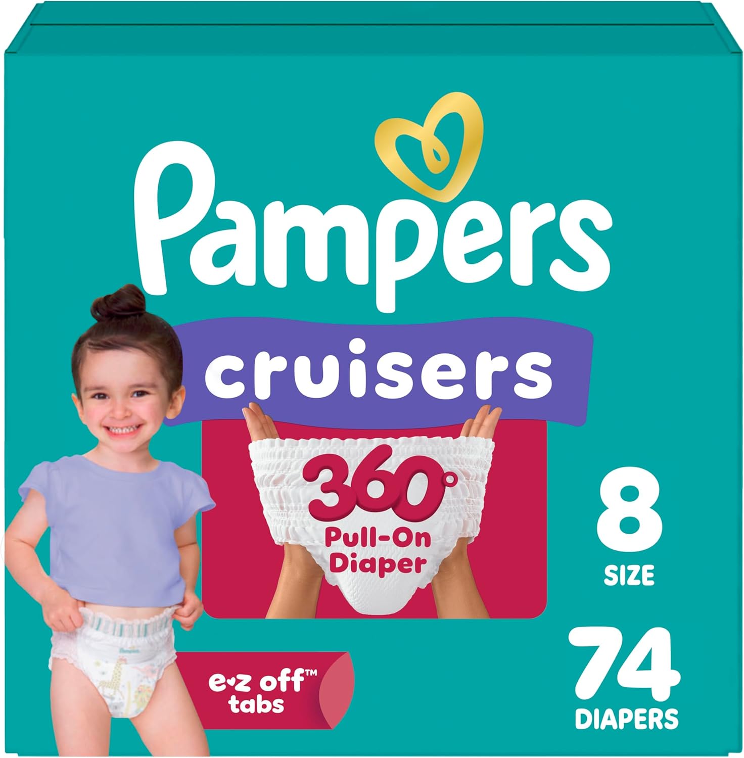 Pampers Diapers - Cruisers 360 - Size 7, 88 Count, Babyproof up to 100% Leakproof Pull-On Diaper