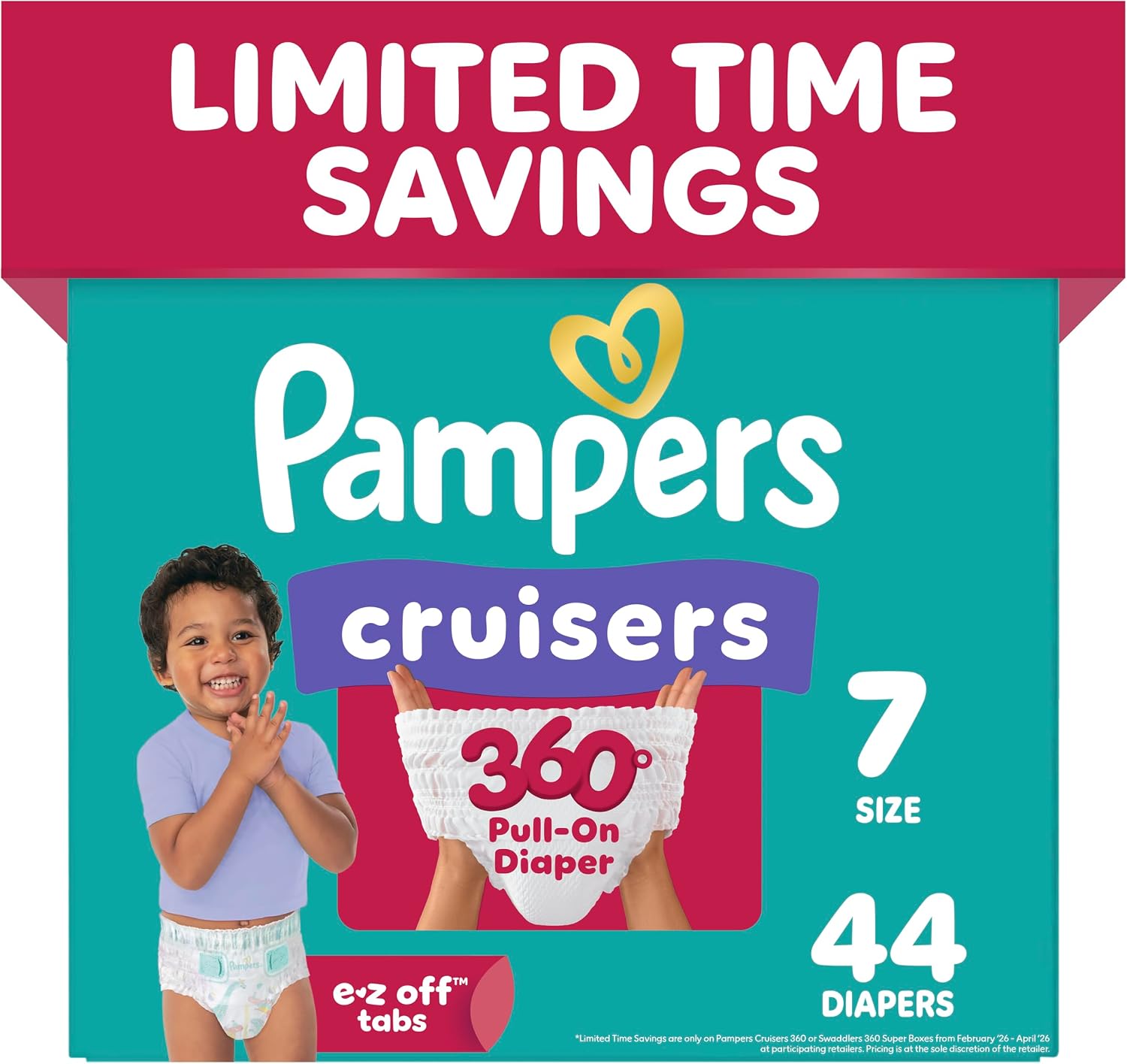 Pampers Diapers - Cruisers 360 - Size 7, 88 Count, Babyproof up to 100% Leakproof Pull-On Diaper