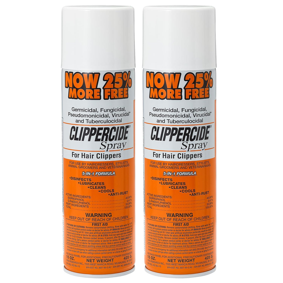 CLIPPERCIDE 5-in-1 Clipper Disinfectant Spray 15oz, 6 Pack | Cleans, Lubricates, Cools, Prevents Rust & Disinfects | Professional Clipper Spray for Barbers, Stylists & Pet Groomers | Made by BARBICIDE
