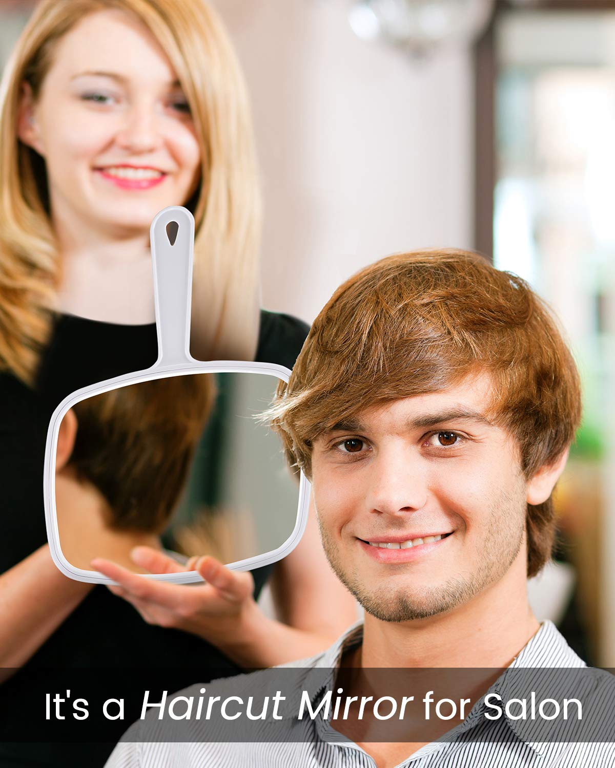 Gladmart 10.3" L x 7.4" W Hand Mirror for Home and Barber, Black