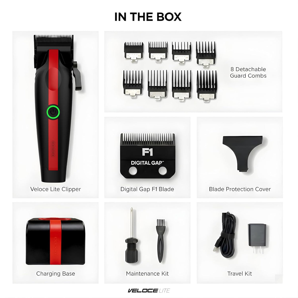 Cocco Veloce Lite Hair Clipper, Digital Gap™ Precision Fade F1 Blade