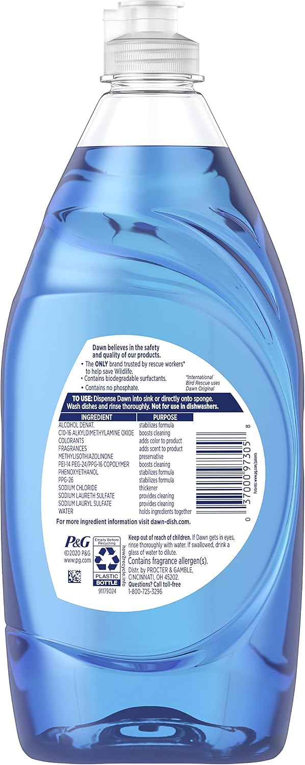 Dawn Ultra Dish Soap Refill Jug, Large Size Original Blue Liquid Dishwashing Detergent, Powerful Dish Soap for Grease, 51.5 oz