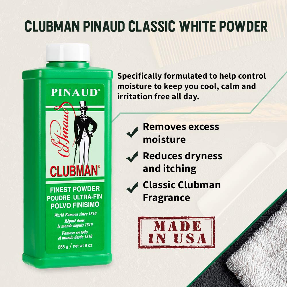 Clubman Pinaud Finest Powder, White, Skin Soothing, 4 oz