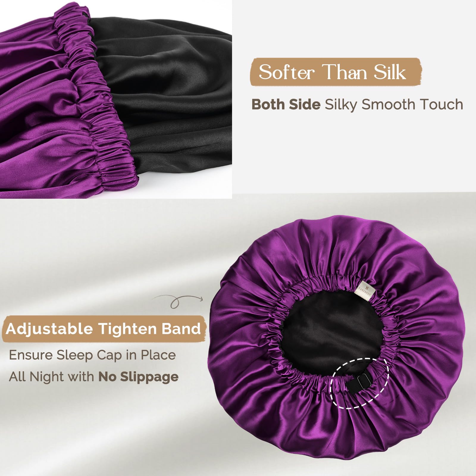 Yanibest Satin Sleep Bonnet – Adjustable Double Layer