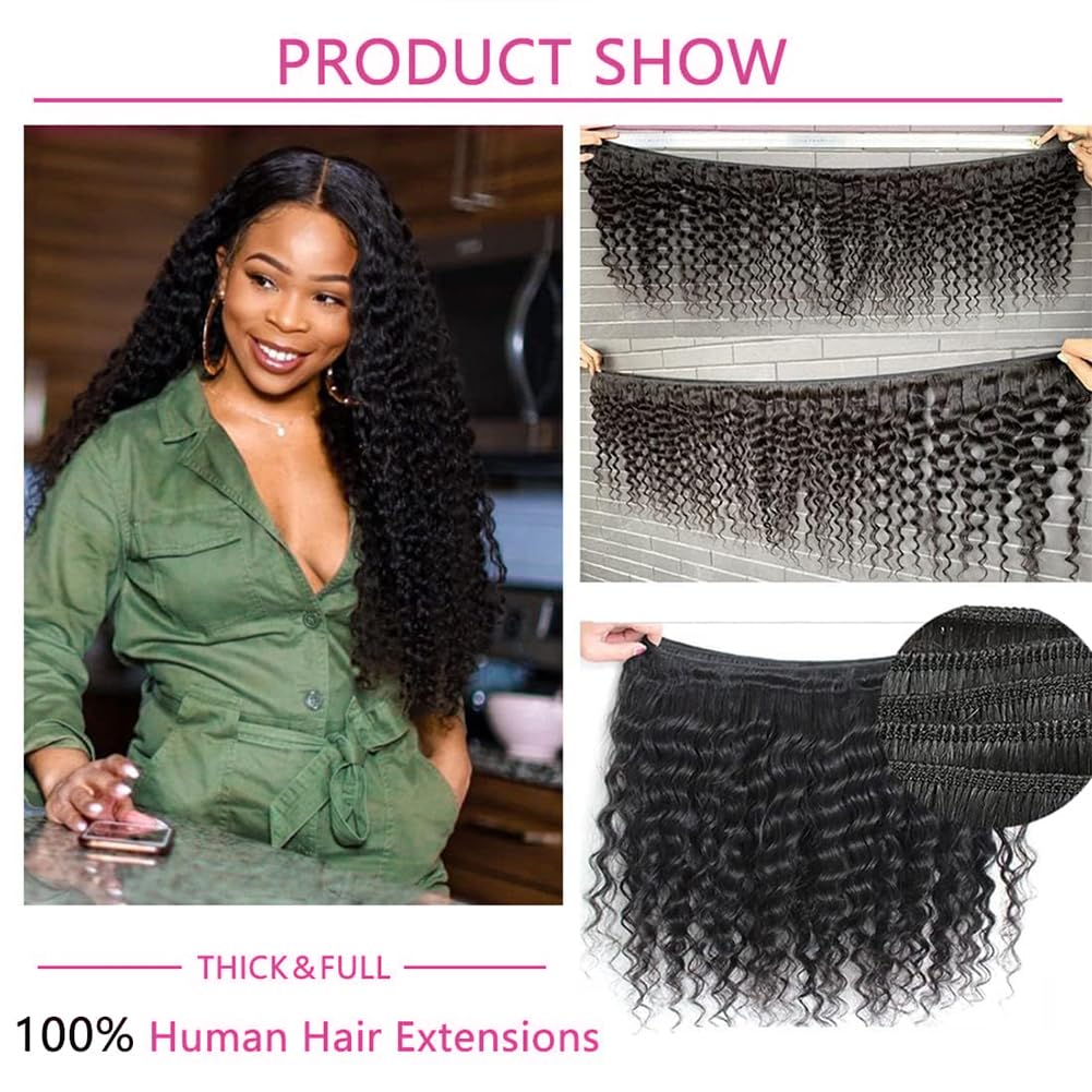 12A Brazilian Deep Wave Human Hair Bundles 18 20 22Inch 100% Unprocessed Brazilian Virgin Human Hair Weave 3Bundles Deep Wave Curly Hair Extensions