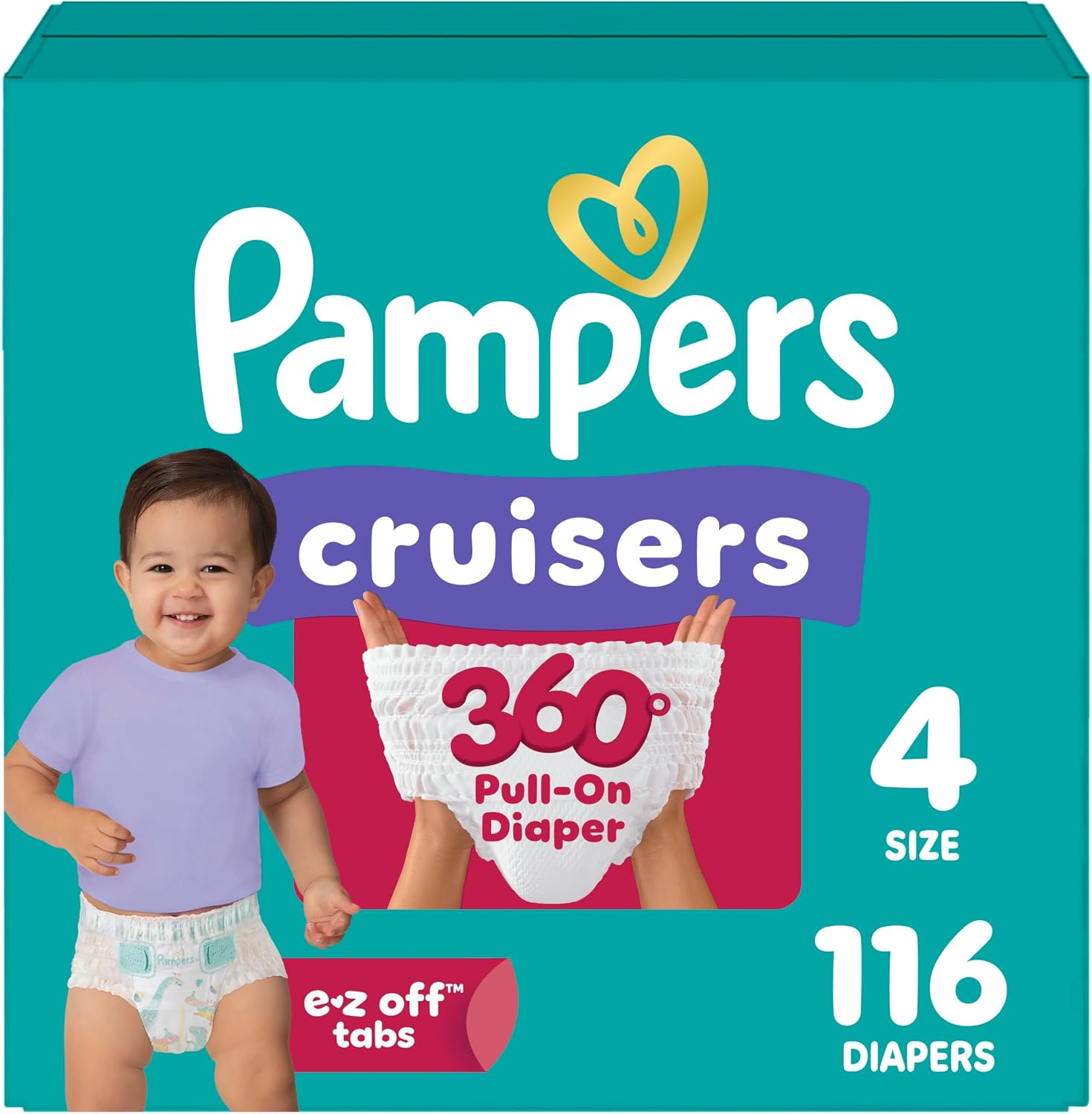 Pampers Diapers - Cruisers 360 - Size 7, 88 Count, Babyproof up to 100% Leakproof Pull-On Diaper