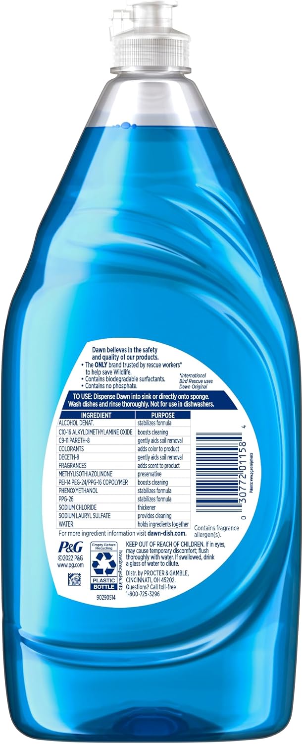 Dawn Ultra Dish Soap Refill Jug, Large Size Original Blue Liquid Dishwashing Detergent, Powerful Dish Soap for Grease, 51.5 oz