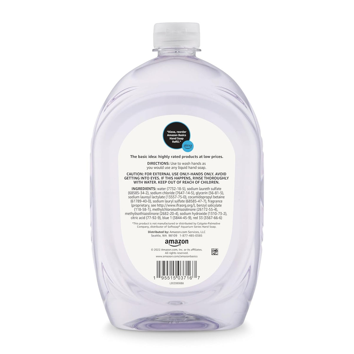 Amazon Basics Gentle & Mild Clear Liquid Hand Soap Refill, Triclosan-Free, Dermatologist-Tested, pH Balanced, Cruelty-Free, 50 Fluid Ounces, 1-Pack (Previously Solimo)