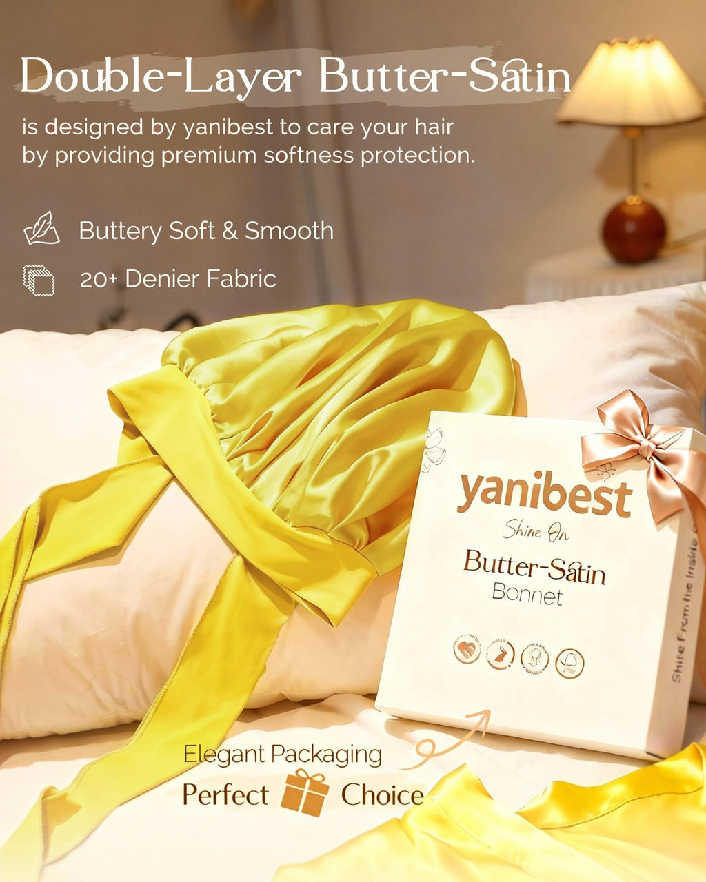 YANIBEST Adjustable Silk Bonnet – Double Layer