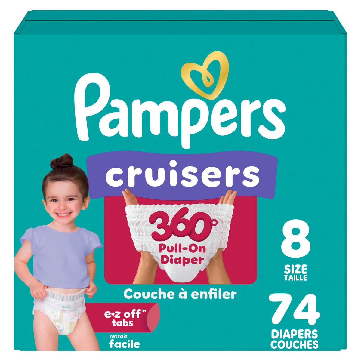 Pampers Diapers - Cruisers 360 - Size 5, 128 Count, up to 100% Leakproof Pull-On Diaper for Active Babies