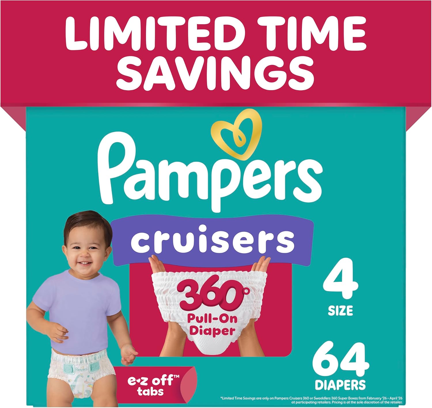 Pampers Diapers - Cruisers 360 - Size 7, 88 Count, Babyproof up to 100% Leakproof Pull-On Diaper