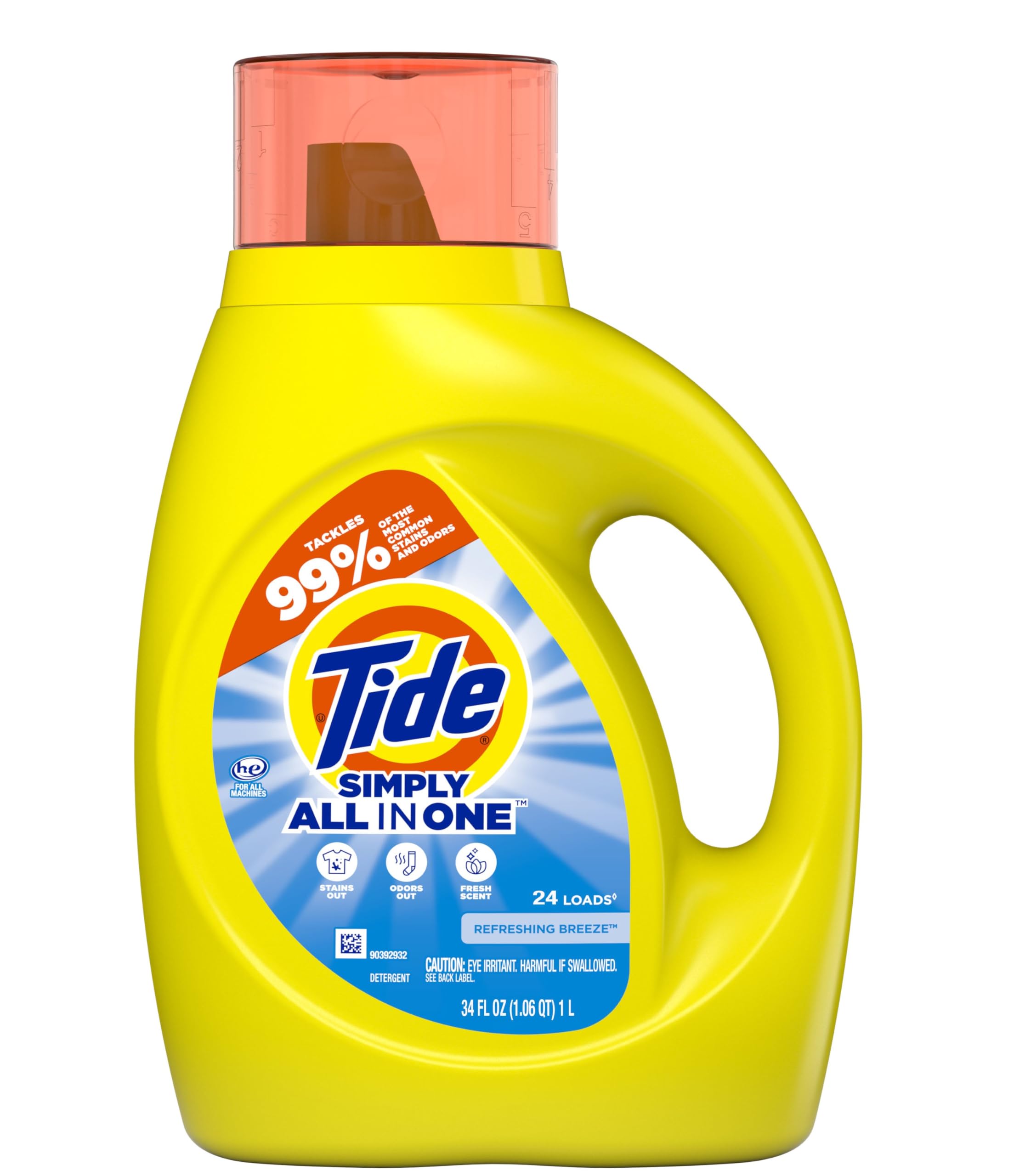 Tide Simply All-In-One Liquid Laundry Detergent, Berry Blossom Scent, 89 Loads, 117 fl oz
