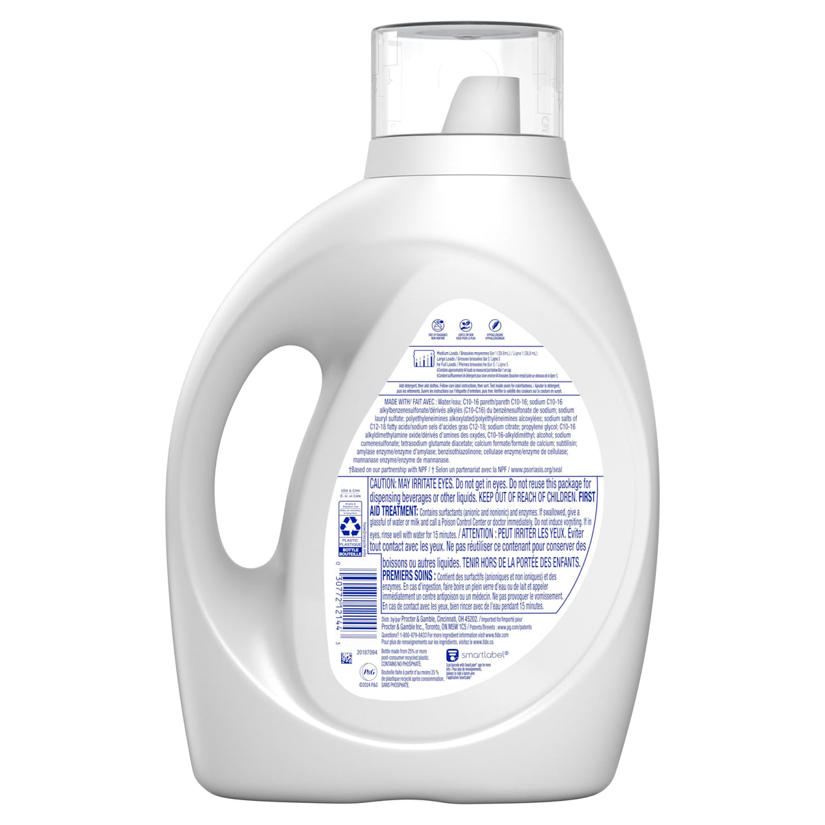Tide Free & Gentle Liquid Laundry Detergent, 100 Loads, 132 fl oz, Tide Laundry Detergent, Clean Laundry Detergent