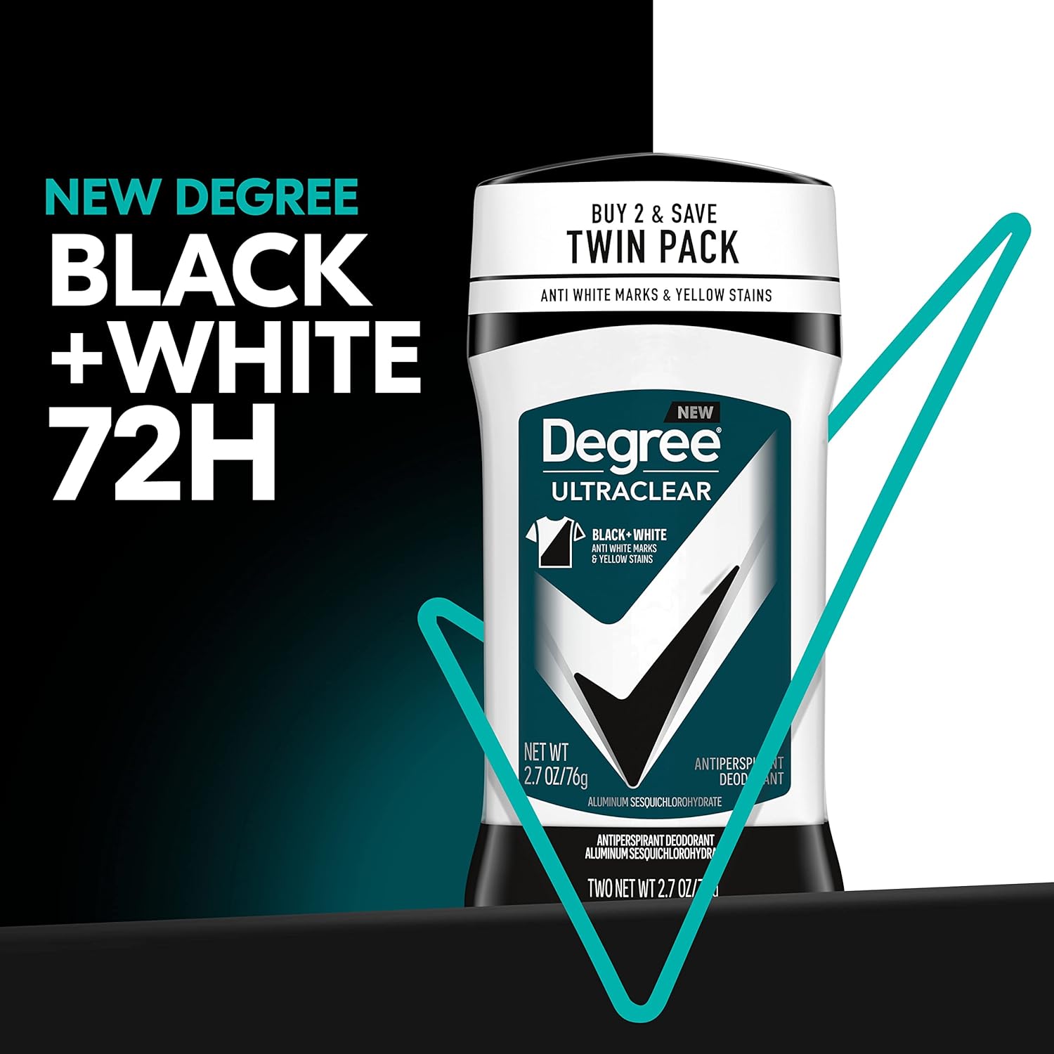 Degree Men UltraClear Antiperspirant Deodorant Black+White 2 Count 72-Hour Sweat & Odor Protection Antiperspirant For Men With MotionSense Technology 2.7 oz