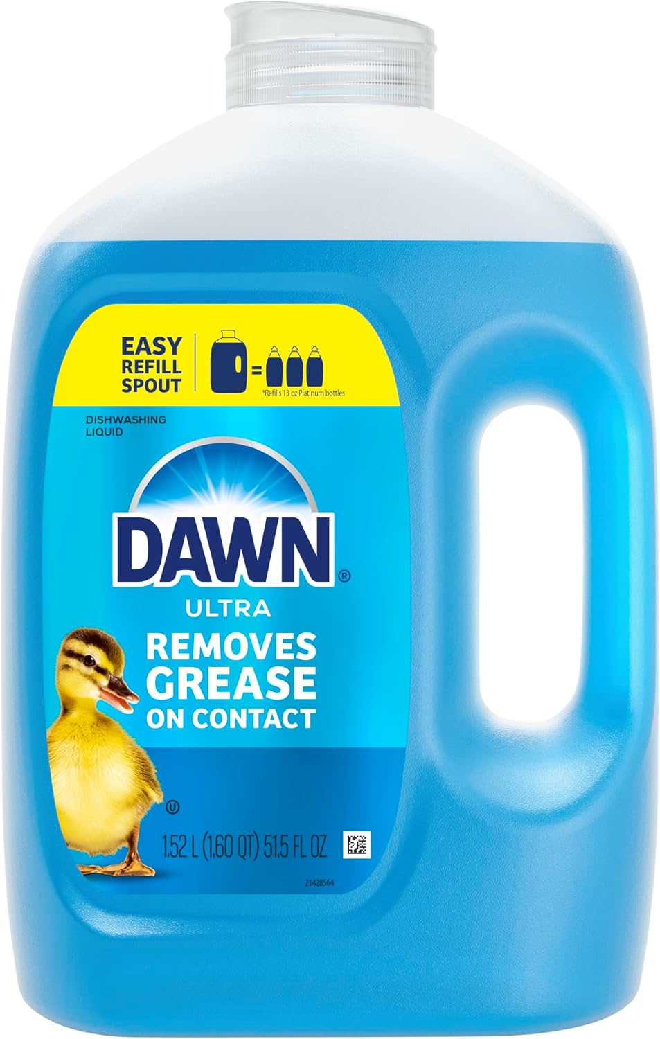 Dawn Ultra Dish Soap Refill Jug, Large Size Original Blue Liquid Dishwashing Detergent, Powerful Dish Soap for Grease, 51.5 oz