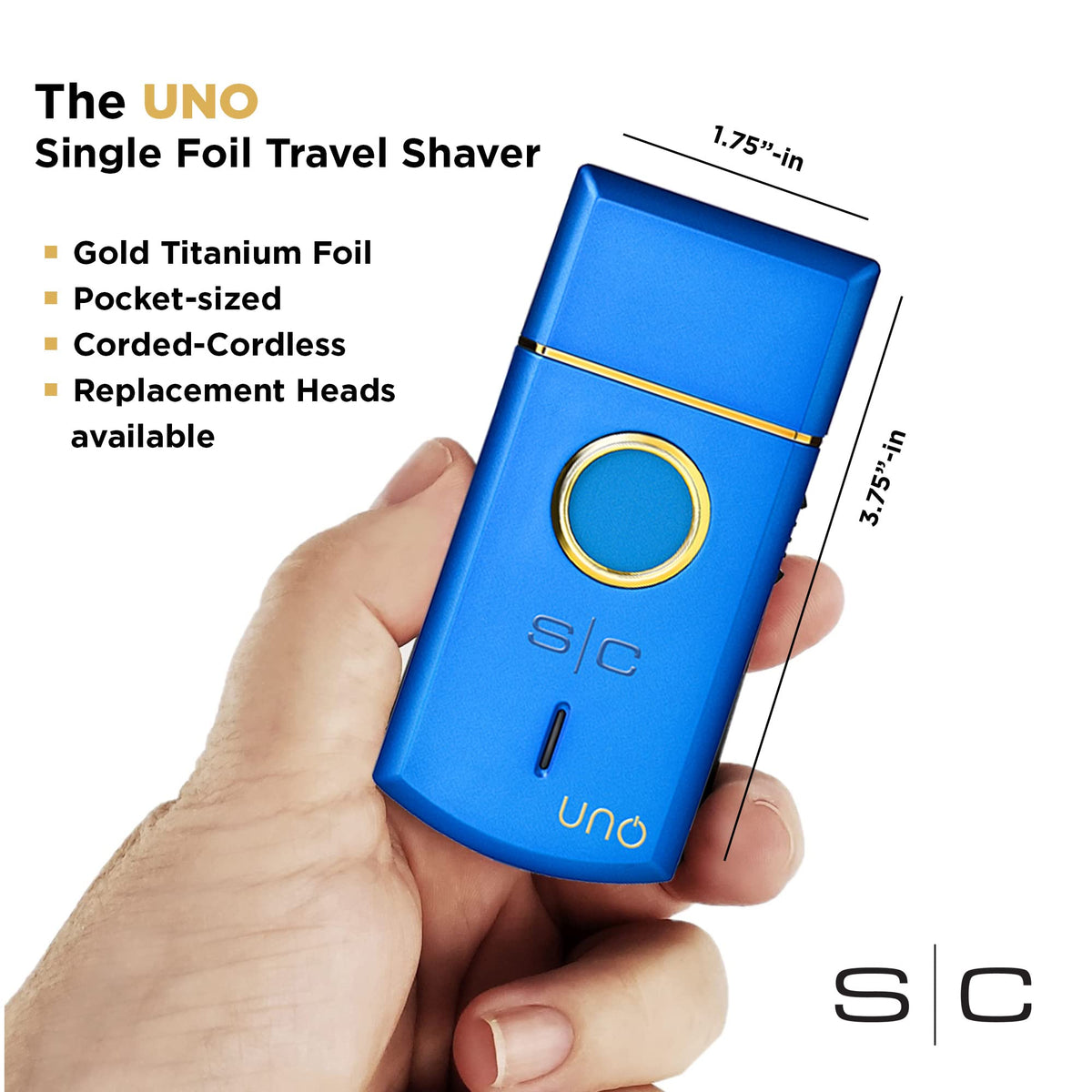 StyleCraft Uno Cordless Single Foil Shaver, Mini Travel Size, Portable