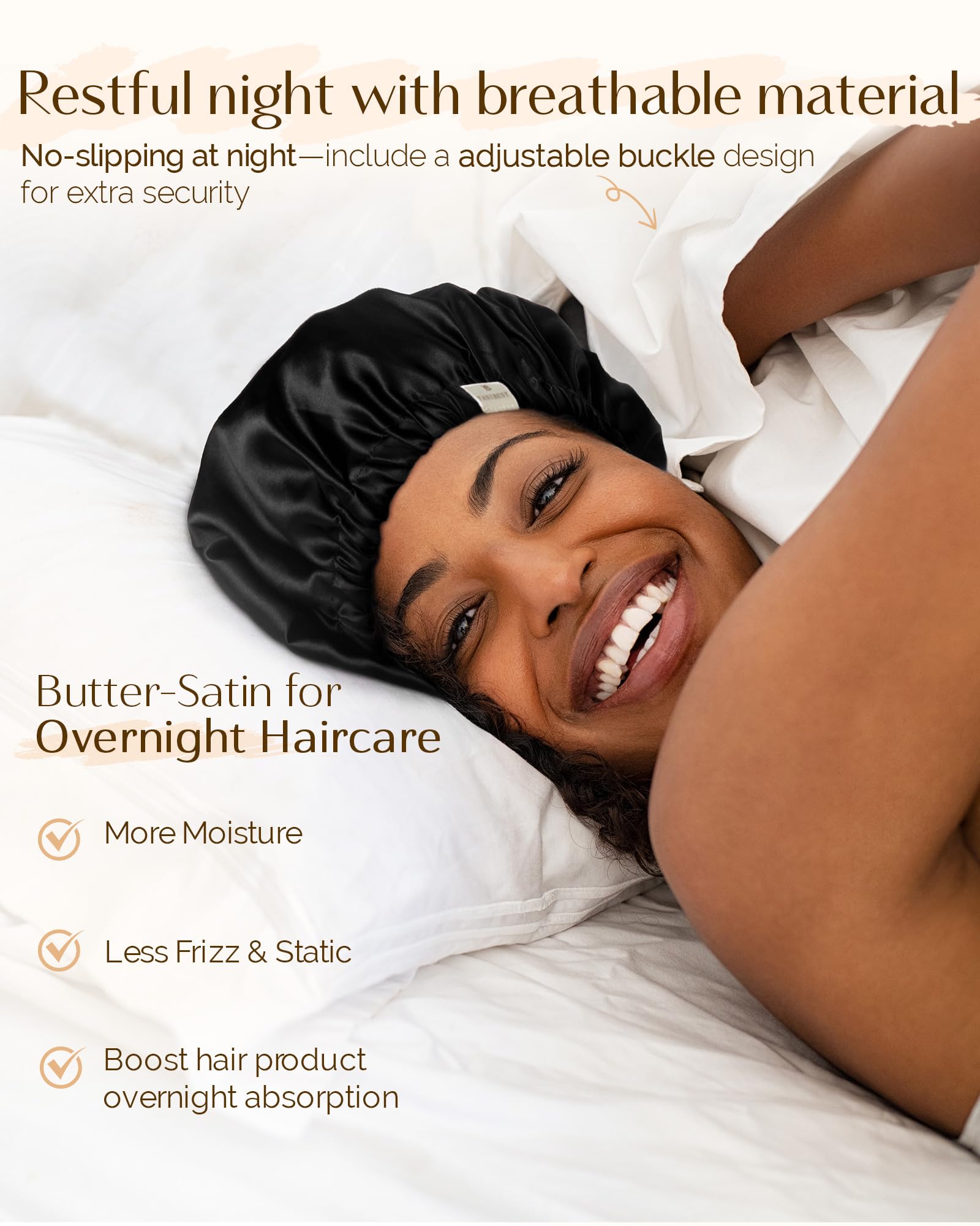 Yanibest Satin Sleep Bonnet – Adjustable Double Layer