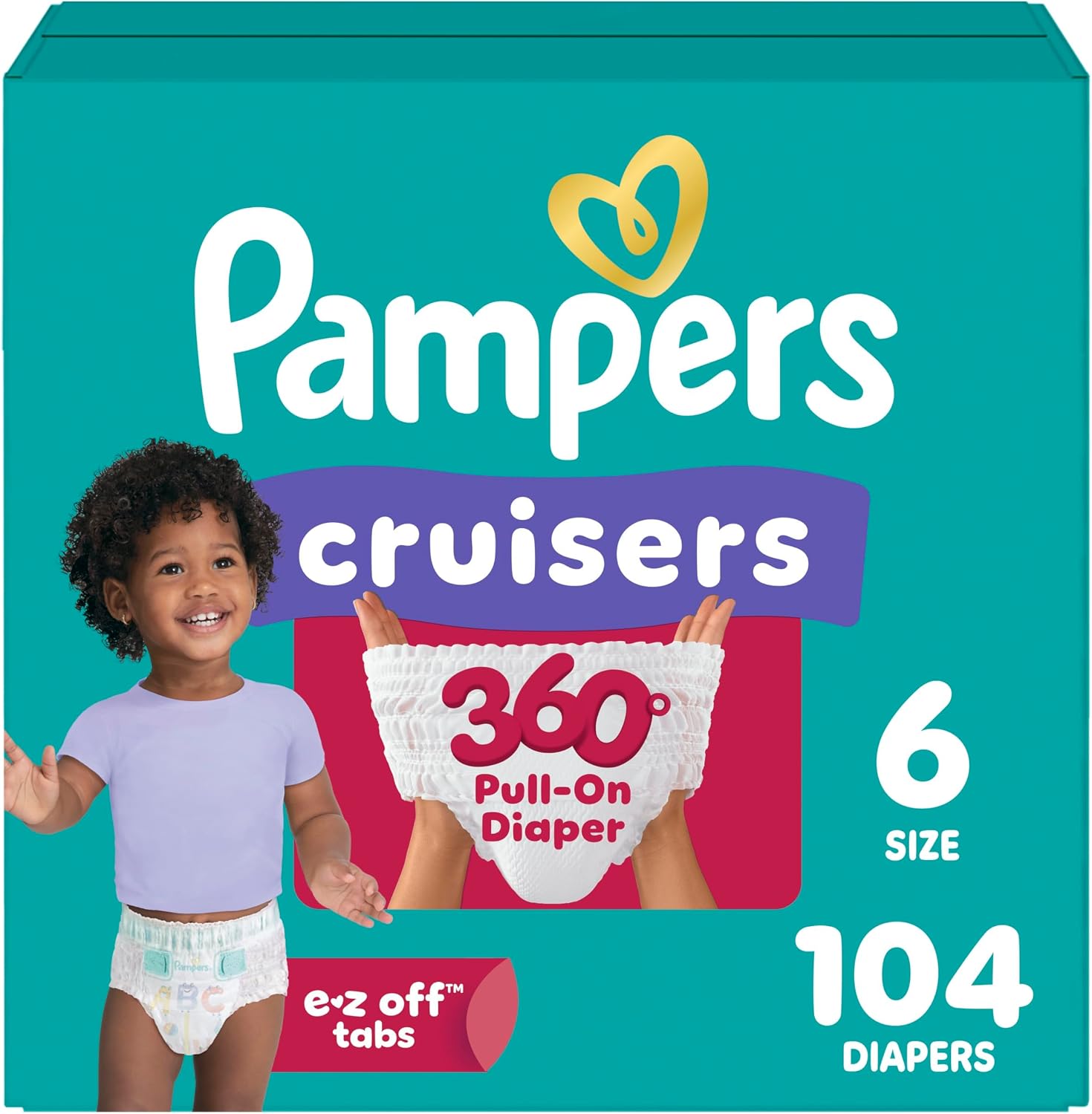 Pampers Diapers - Cruisers 360 - Size 7, 88 Count, Babyproof up to 100% Leakproof Pull-On Diaper