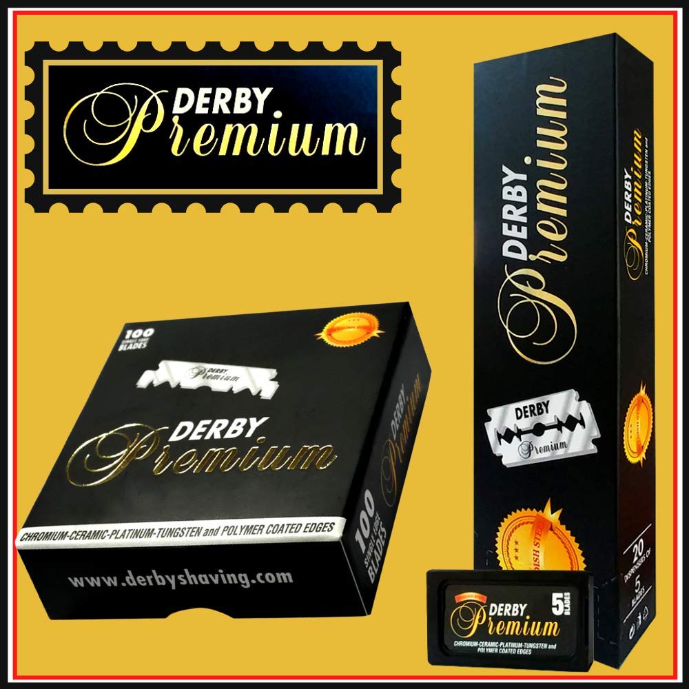 100 "Derby Premium" Single Edge Razor Blades for straight razor