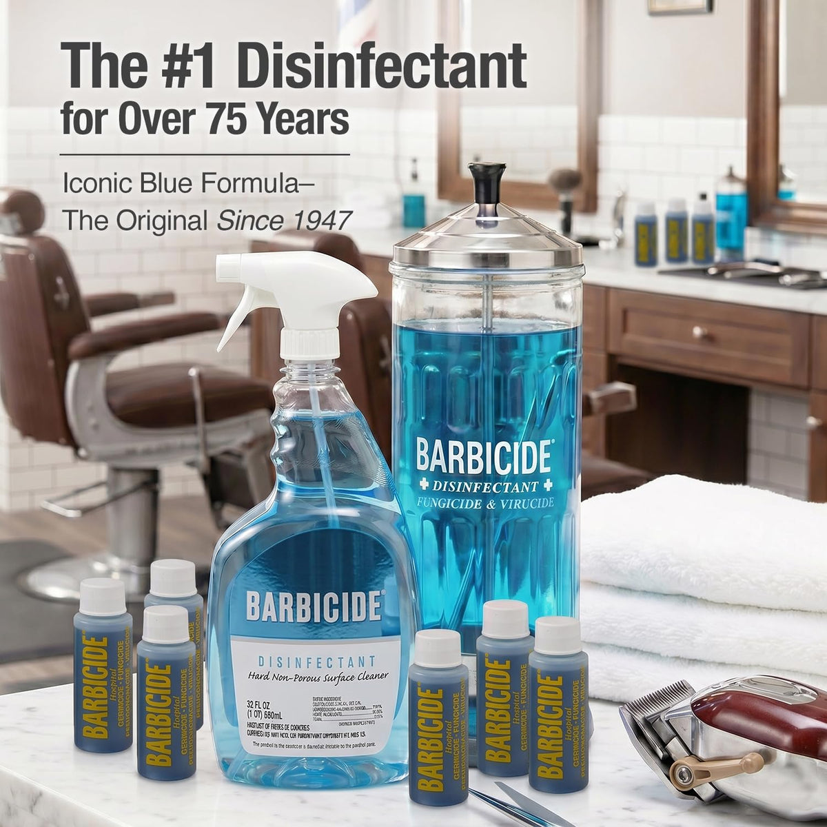 BARBICIDE Disinfectant Concentrate – Pint (16 Fl Oz) | EPA-Registered, Hospital-Grade Germicide for Salons & Barbershops | Anti-Rust Solution for Shears, Combs & Professional Tools
