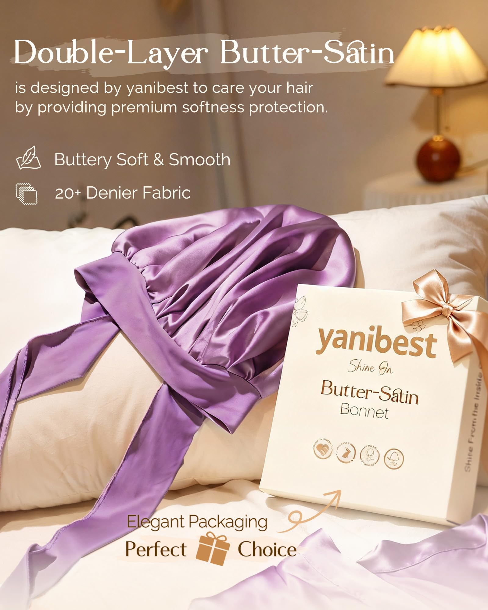 YANIBEST Adjustable Silk Bonnet – Double Layer