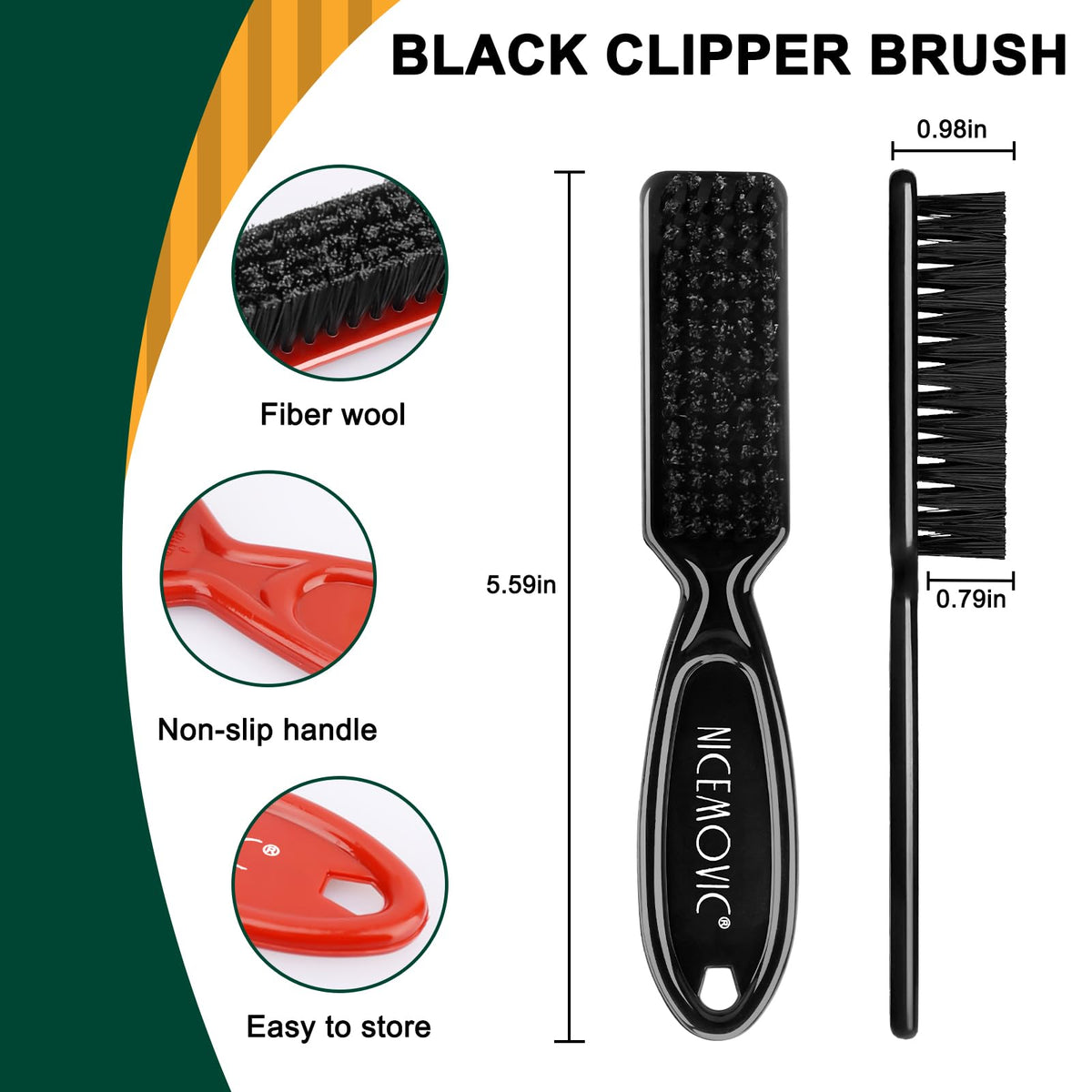 NICEMOVIC Barber Clipper Brushes, 10 Pcs Plastic Handle Nylon Bristles Cleaning Brush, Multifunctional Cleaning Supplies for Hair Styling Tools, Kitchen Sink, Shoes (Black)