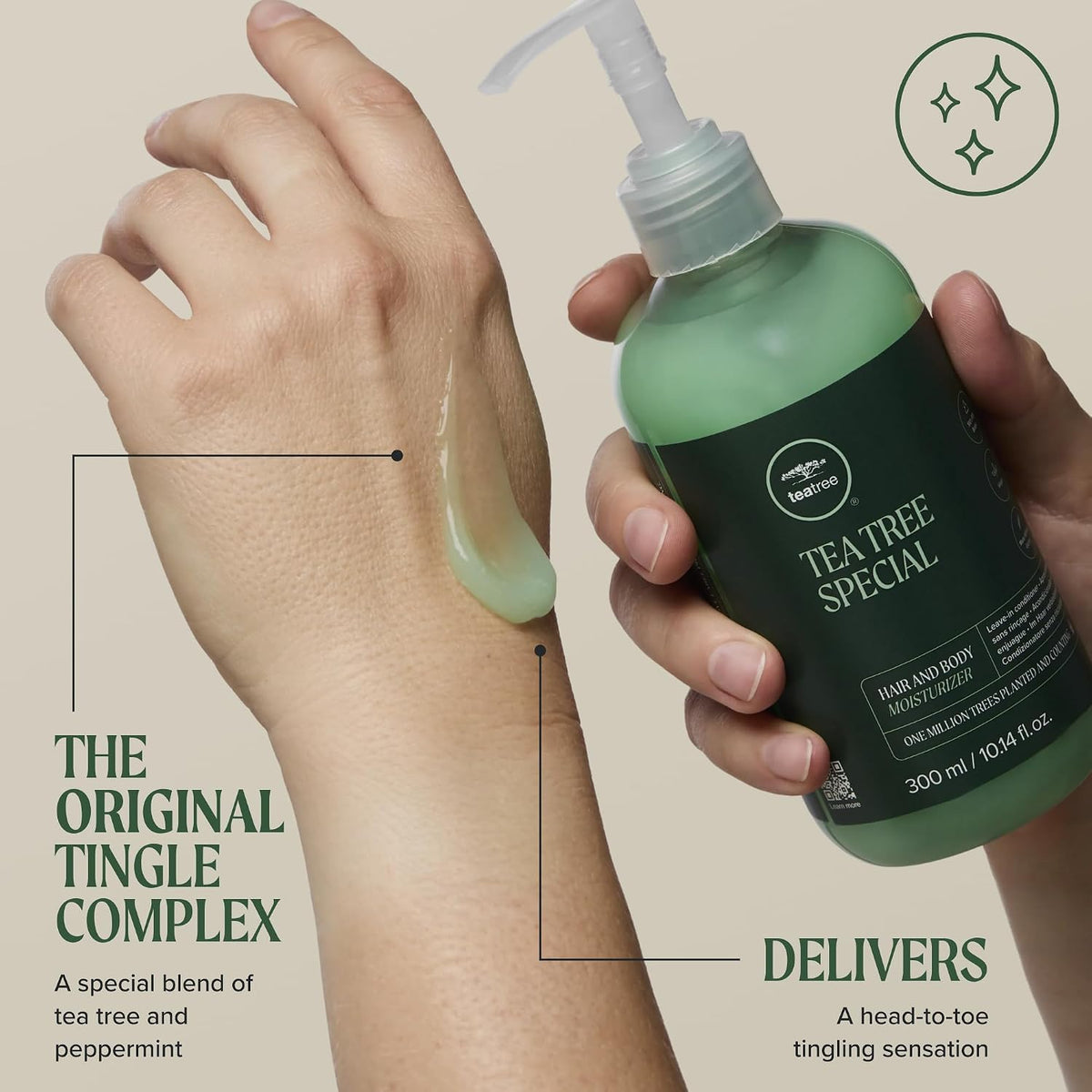 Tea Tree Hair and Body Moisturizer Leave-In Conditioner, Body Lotion, After-Shave Cream, For All Hair + Skin Types