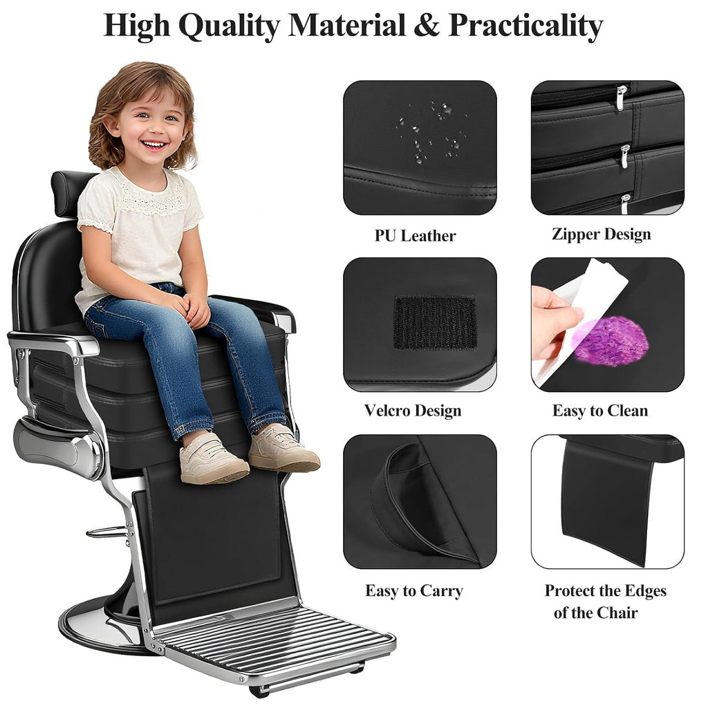 Barber Booster Seat for Kids, 18 x 13 x 7 inch Booster Seat for Salon Chair | 3-Layer Adjustable Kids Salon Booster Seat for Hair Cutting, 45D High-Density Foam Styling Chair Booster Cushion