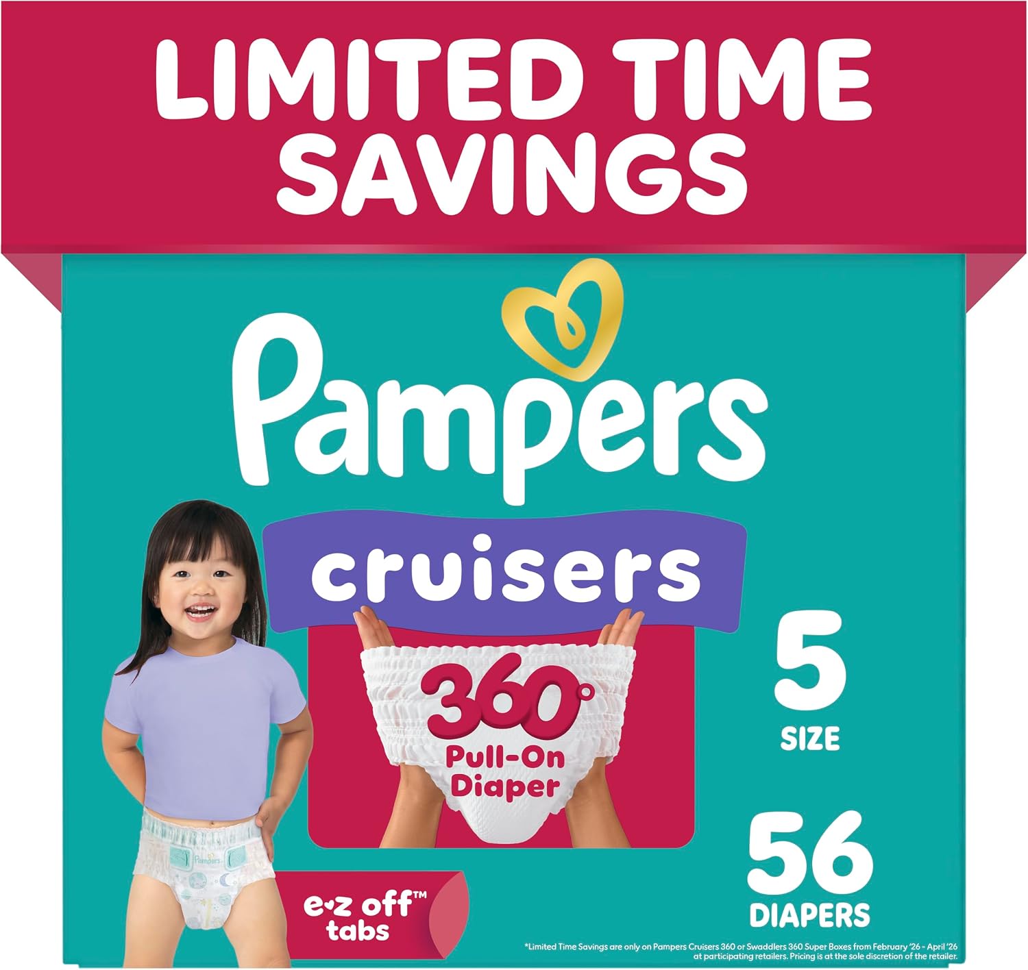 Pampers Diapers - Cruisers 360 - Size 7, 88 Count, Babyproof up to 100% Leakproof Pull-On Diaper