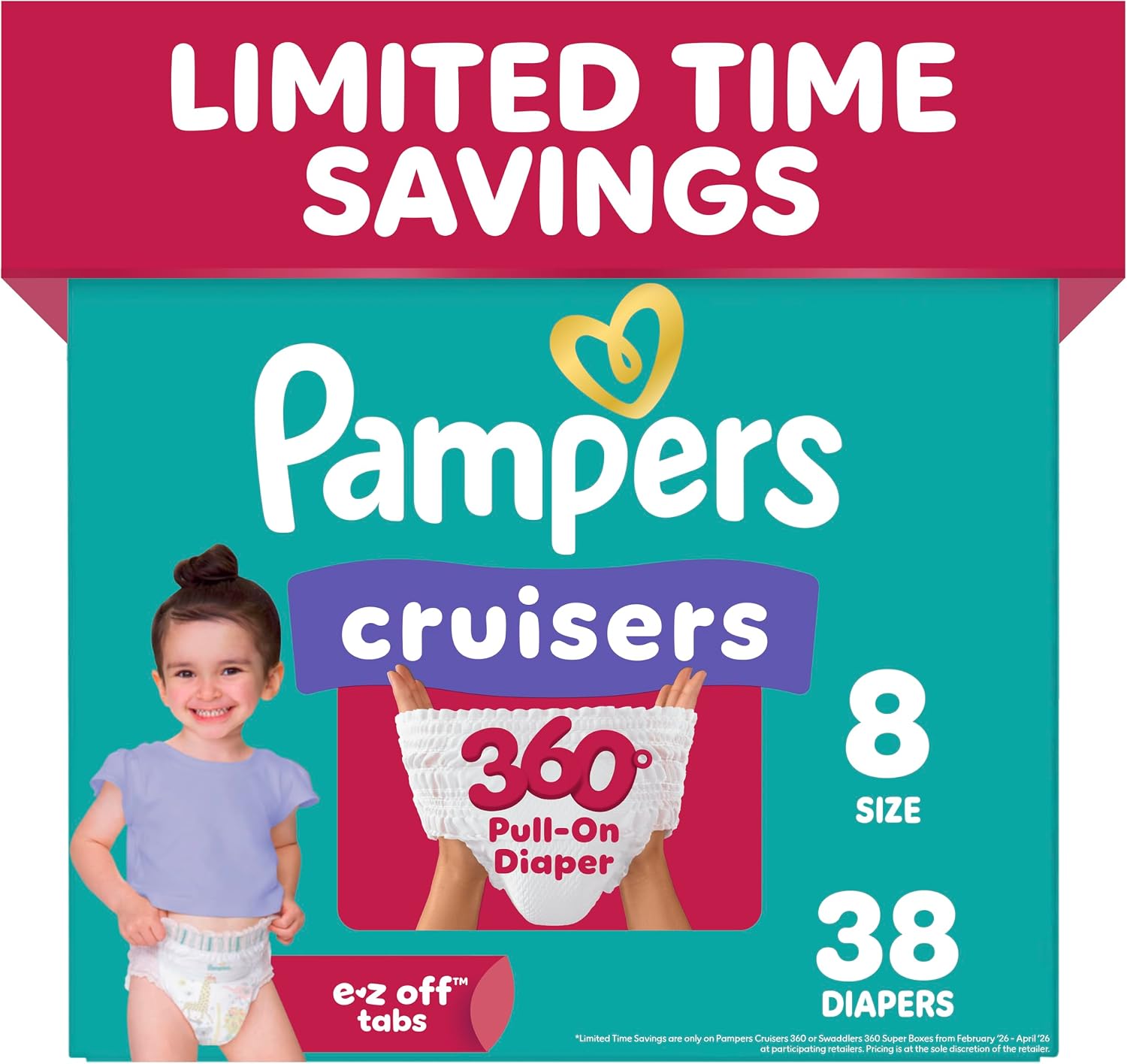 Pampers Diapers - Cruisers 360 - Size 7, 88 Count, Babyproof up to 100% Leakproof Pull-On Diaper