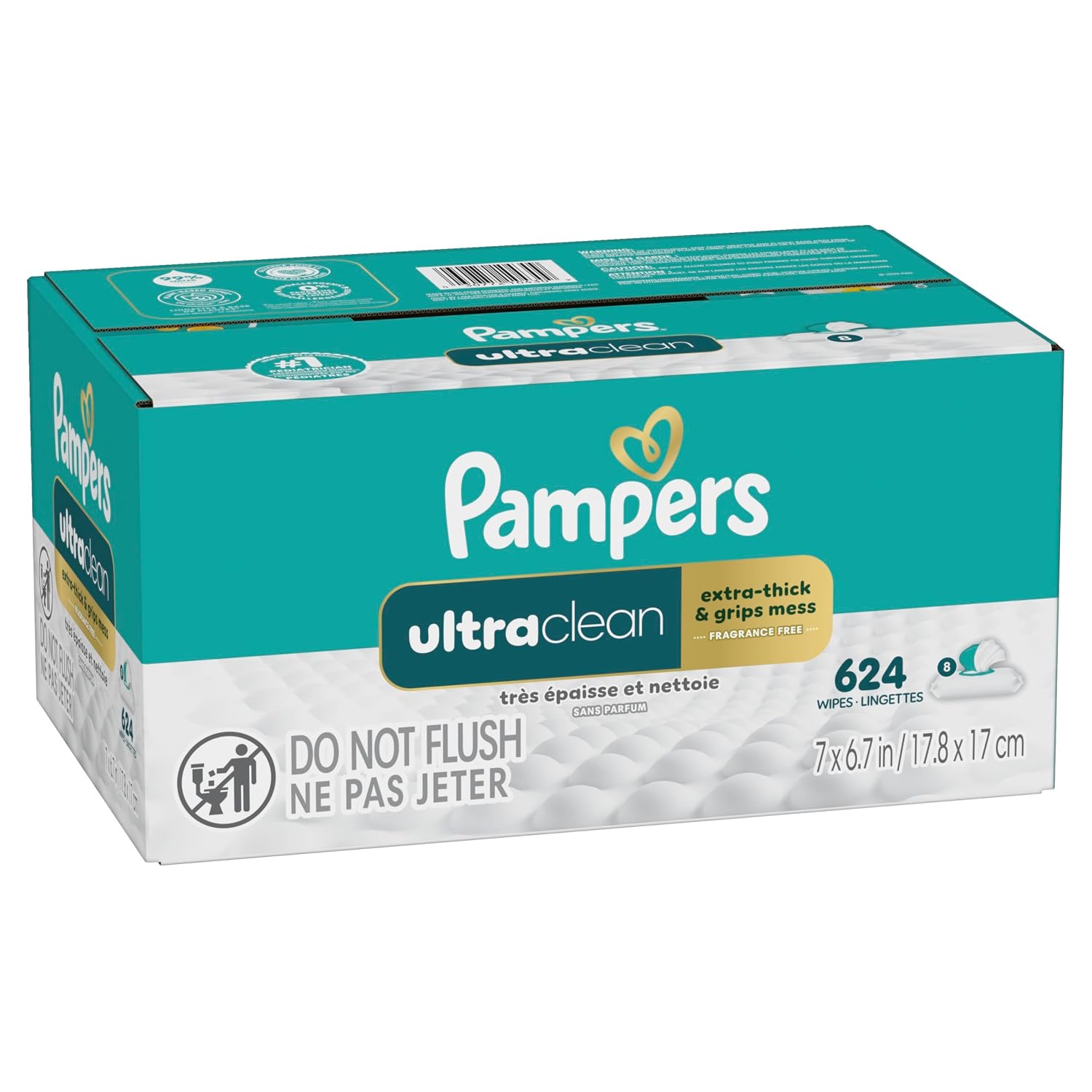 Pampers Ultraclean Baby Wipes (Previously 'Free & Gentle'), 99% Water, Hypoallergenic, Unscented, 100% Plant Based, Plastic-Free, 936 Wipes Total (12X Flip-Top Packs)