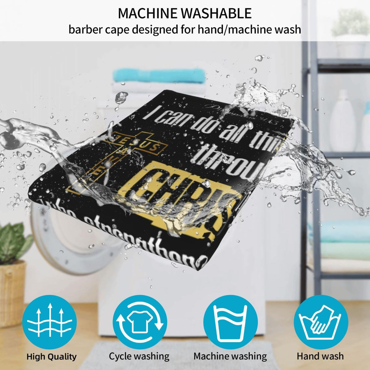 Christian Barber Cape, Jesus Hair Cutting Barber Cape Salon and Dyeing Styling Cloth for Women/Men