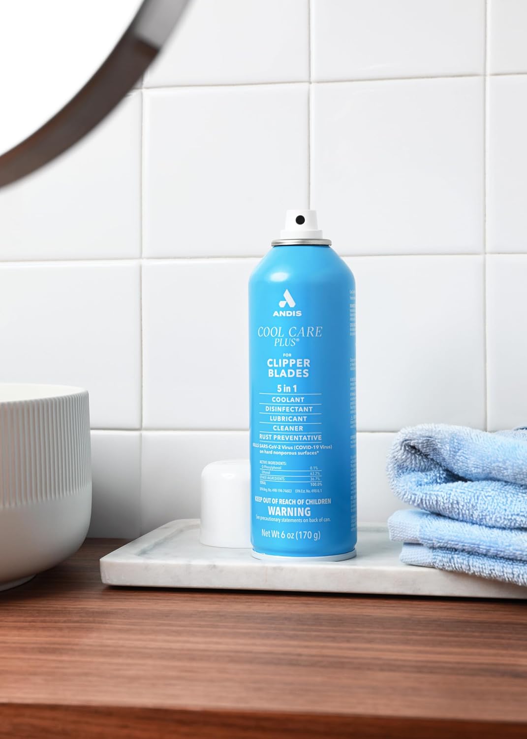 Andis 12551 Cool Care Plus 5-in-1 Clipper Blade Spray, Cooling, Blue