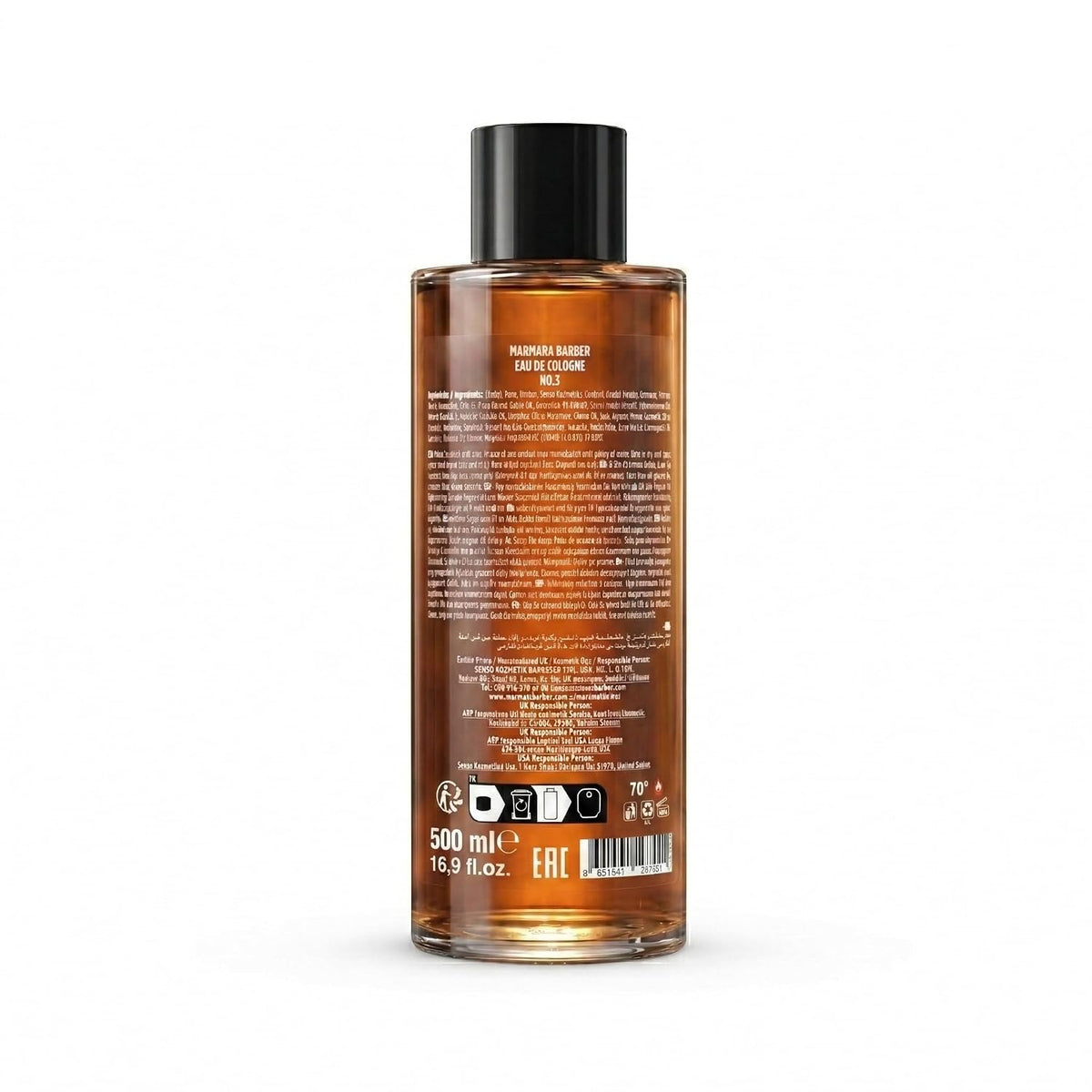 barber marmara No.3 Aftershave For Men, Turkish Eau De Cologne, Refreshing & Soothing, Moisturising & Cleansing.Leather, Cedarwood & Pacthouli Scent. Long Lasting Fragrance, 16.9 fl oz