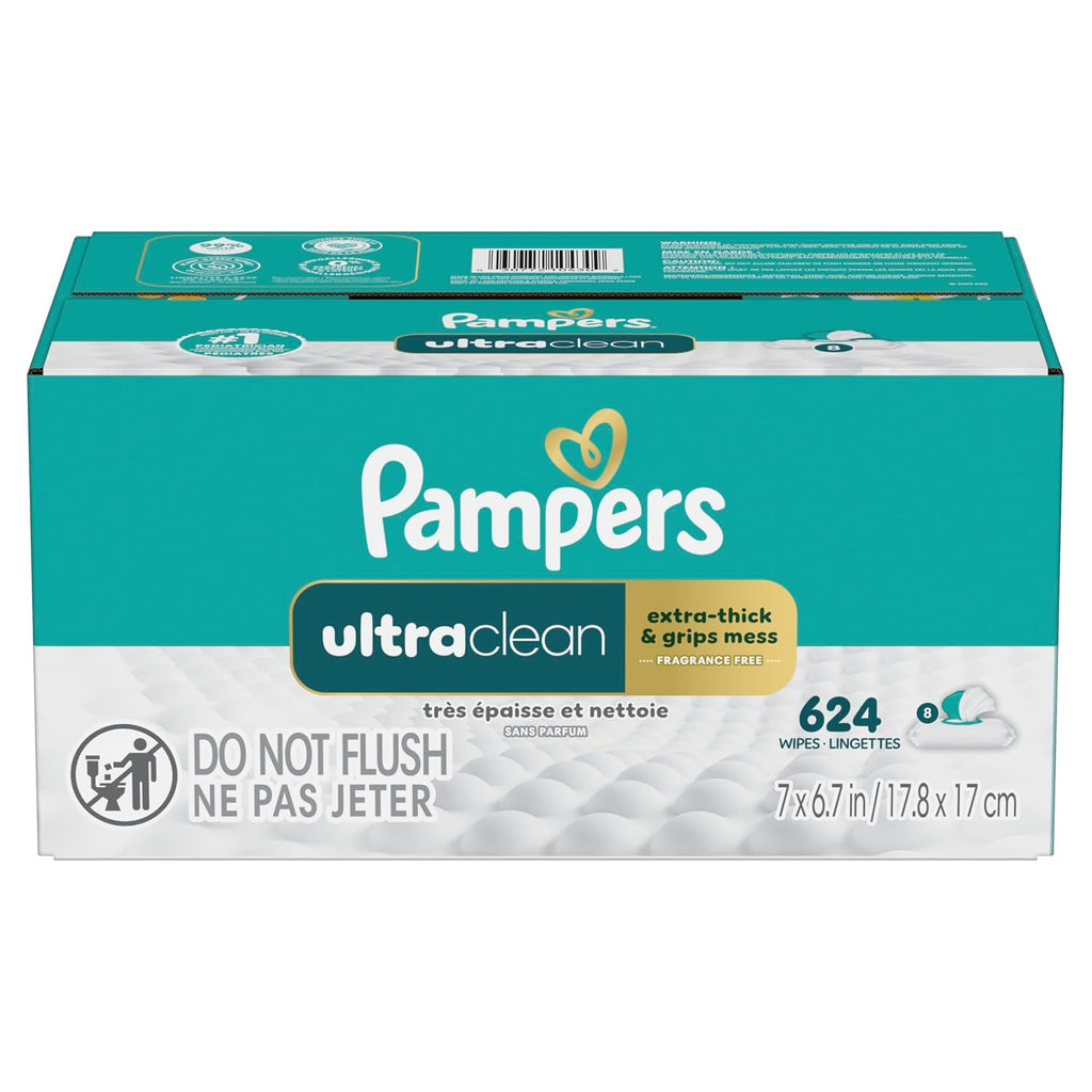 Pampers Ultraclean Baby Wipes (Previously 'Free & Gentle'), 99% Water, Hypoallergenic, Unscented, 100% Plant Based, Plastic-Free, 936 Wipes Total (12X Flip-Top Packs)