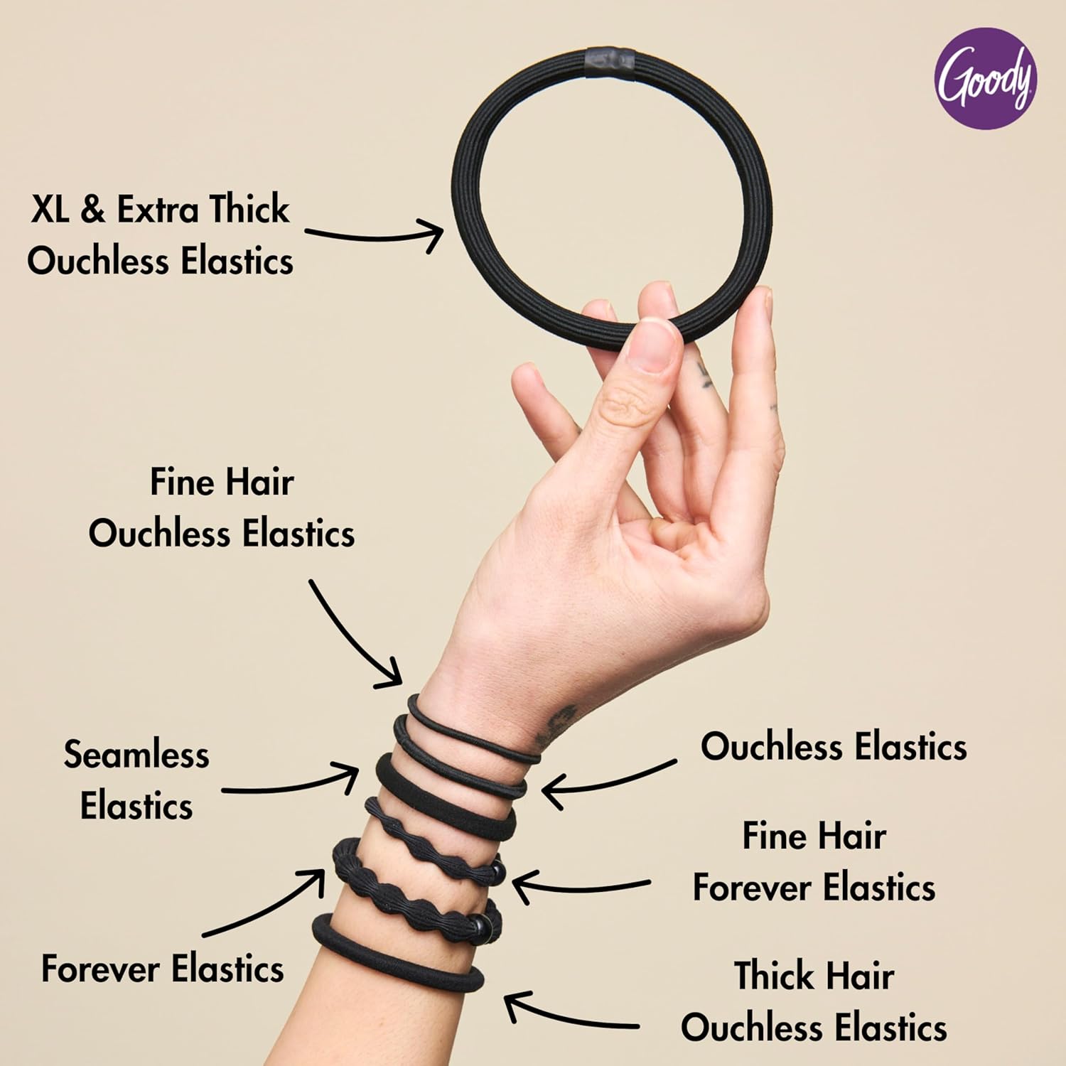 Goody Ouchless Hair Elastics - Brown, 30 Count