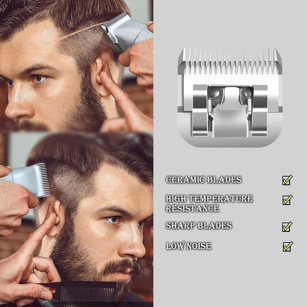 Detachable Ceramic Blade set compatible with Andis/Oster Classic 76 Clipper