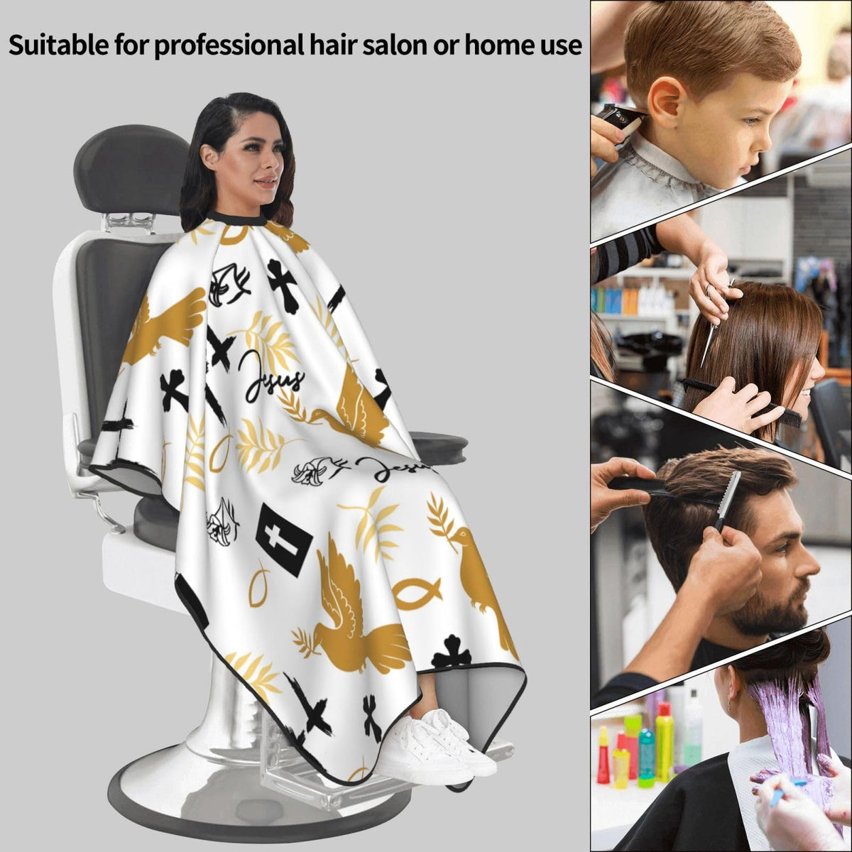 Christian Barber Cape, Jesus Hair Cutting Barber Cape Salon and Dyeing Styling Cloth for Women/Men
